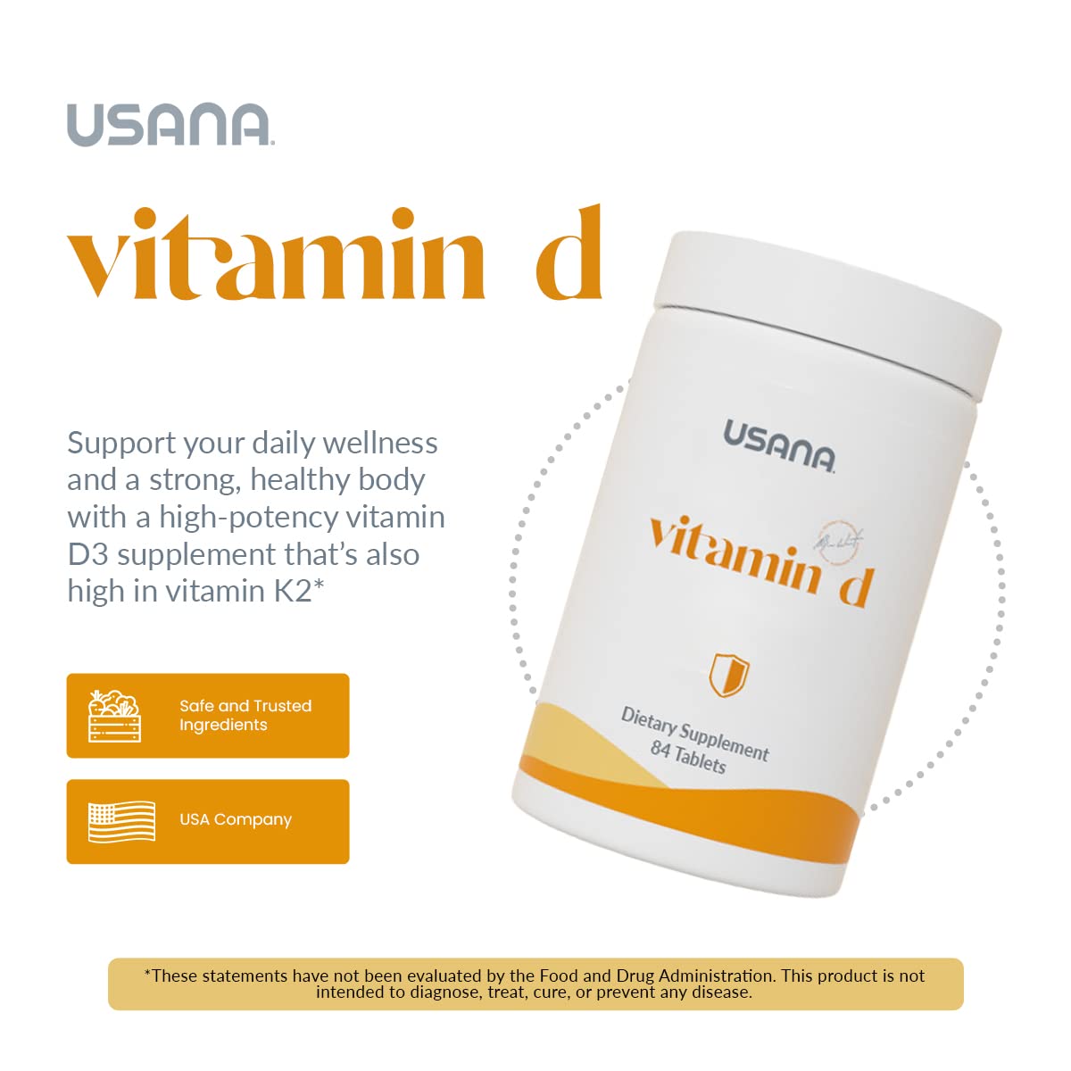 USANA Vitamin D 2000 IU – Immune Support, 84 Tablets