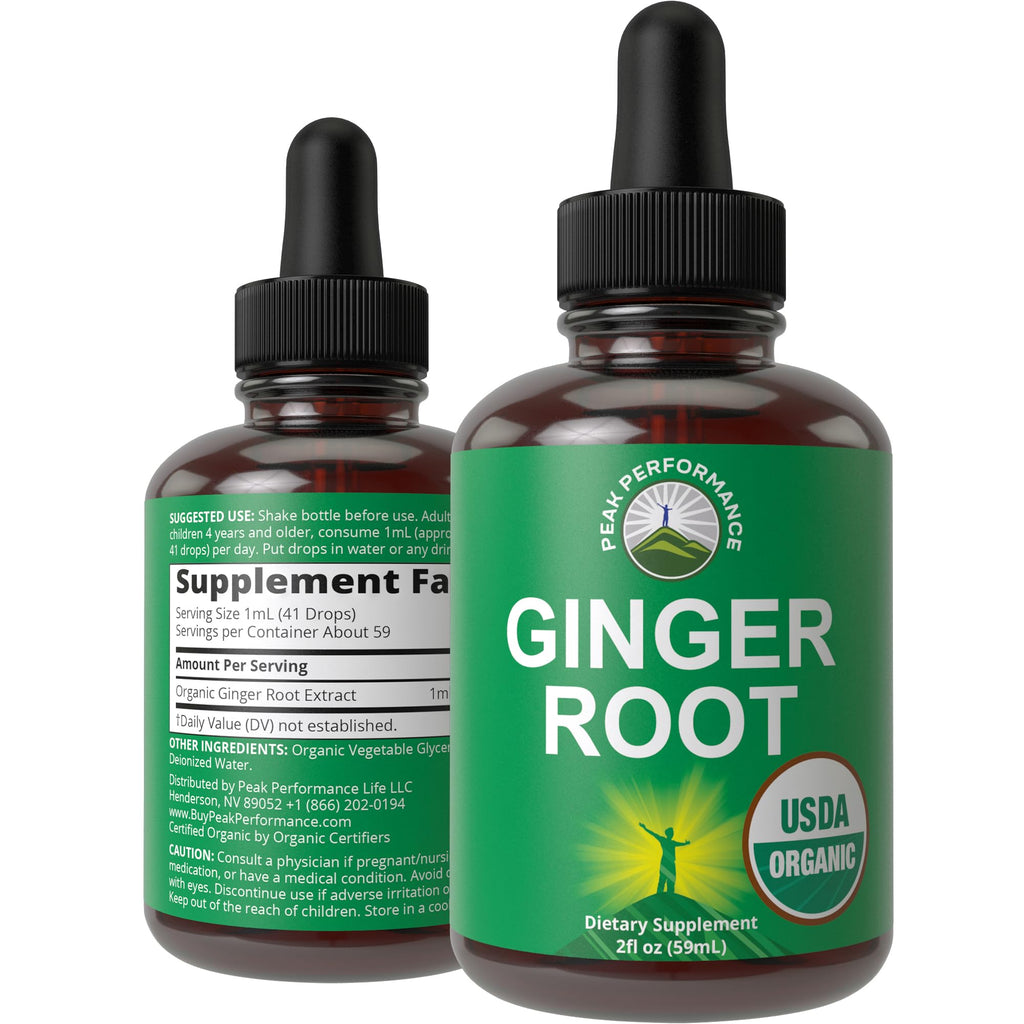 USDA Organic Ginger Root Liquid Drops – Zero Sugar, Vegan, Immune & Digestive Support