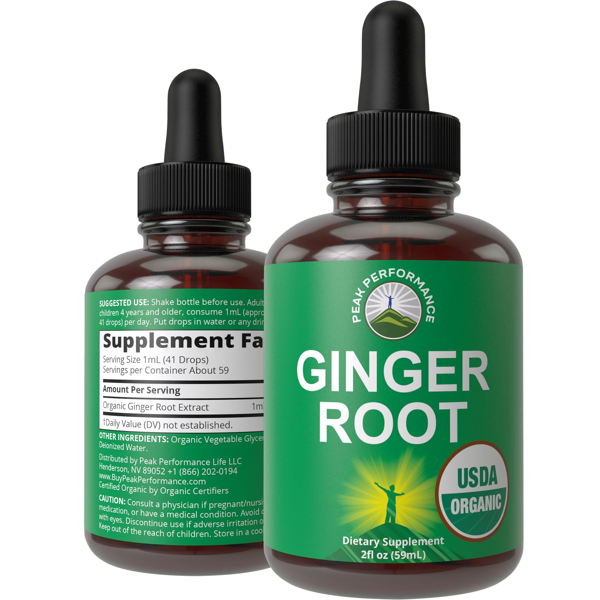 USDA Organic Ginger Root Liquid Drops – Zero Sugar, Vegan, Immune & Digestive Support
