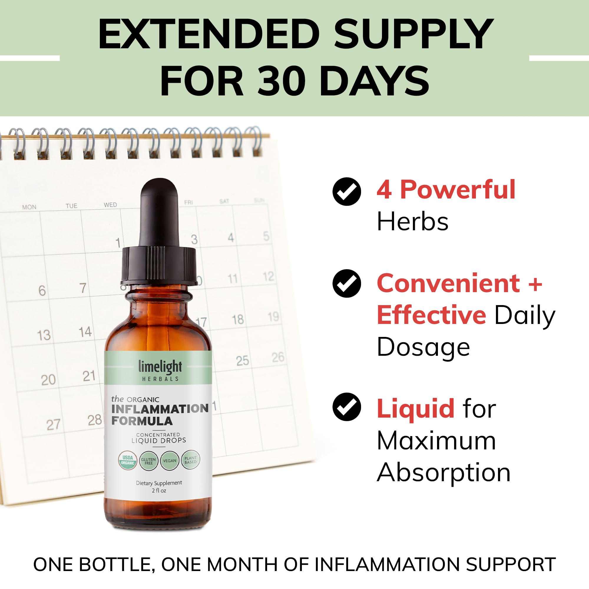 USDA Organic Inflammation Support – Turmeric Curcumin, Boswellia, Ginger Drops