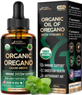 USDA Organic Oil of Oregano Drops with Vitamin E – Immune Support, Digestion Health & Antioxidants | Made in USA
