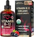 USDA Organic Vitamin B12 Sublingual Drops – 5000 mcg, 4 oz, 4 Month Supply