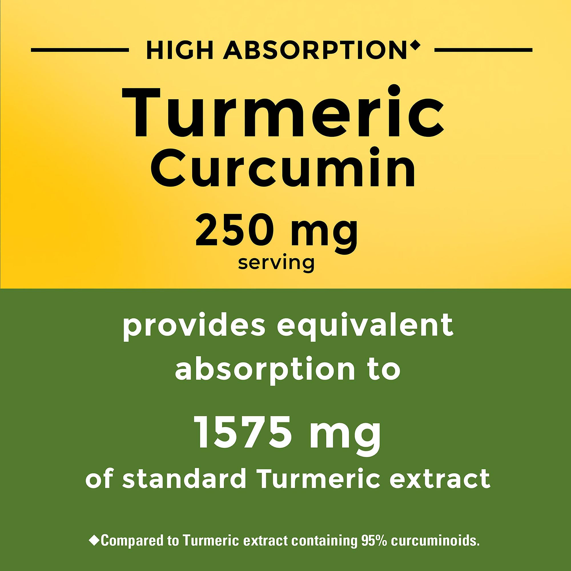 Nature Made High Absorption Turmeric Curcumin Capsules – 250 mg, 30-Count