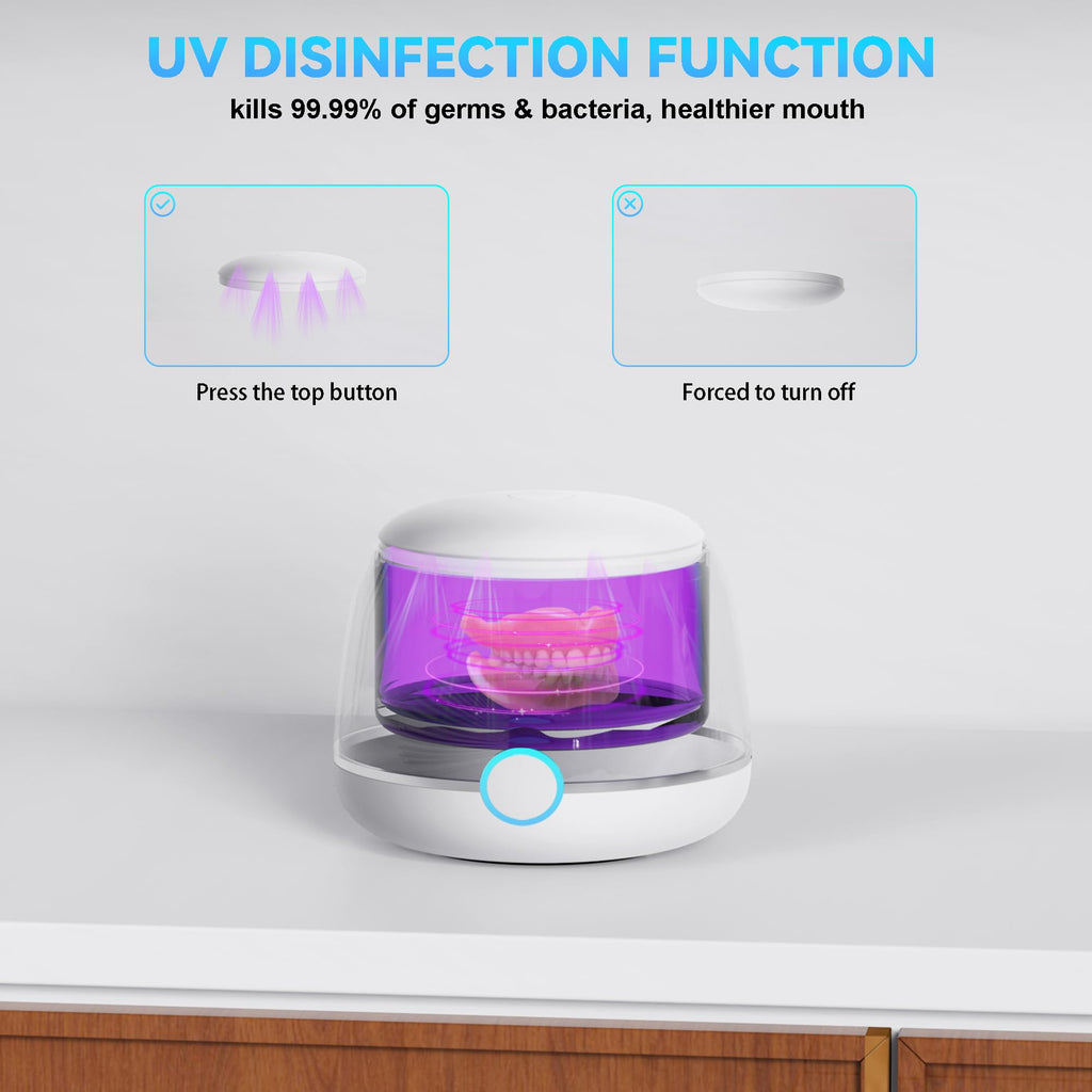 USRIXITECH Ultrasonic Retainer Cleaner Pro – Deep Clean Dentures & Aligners (White)
