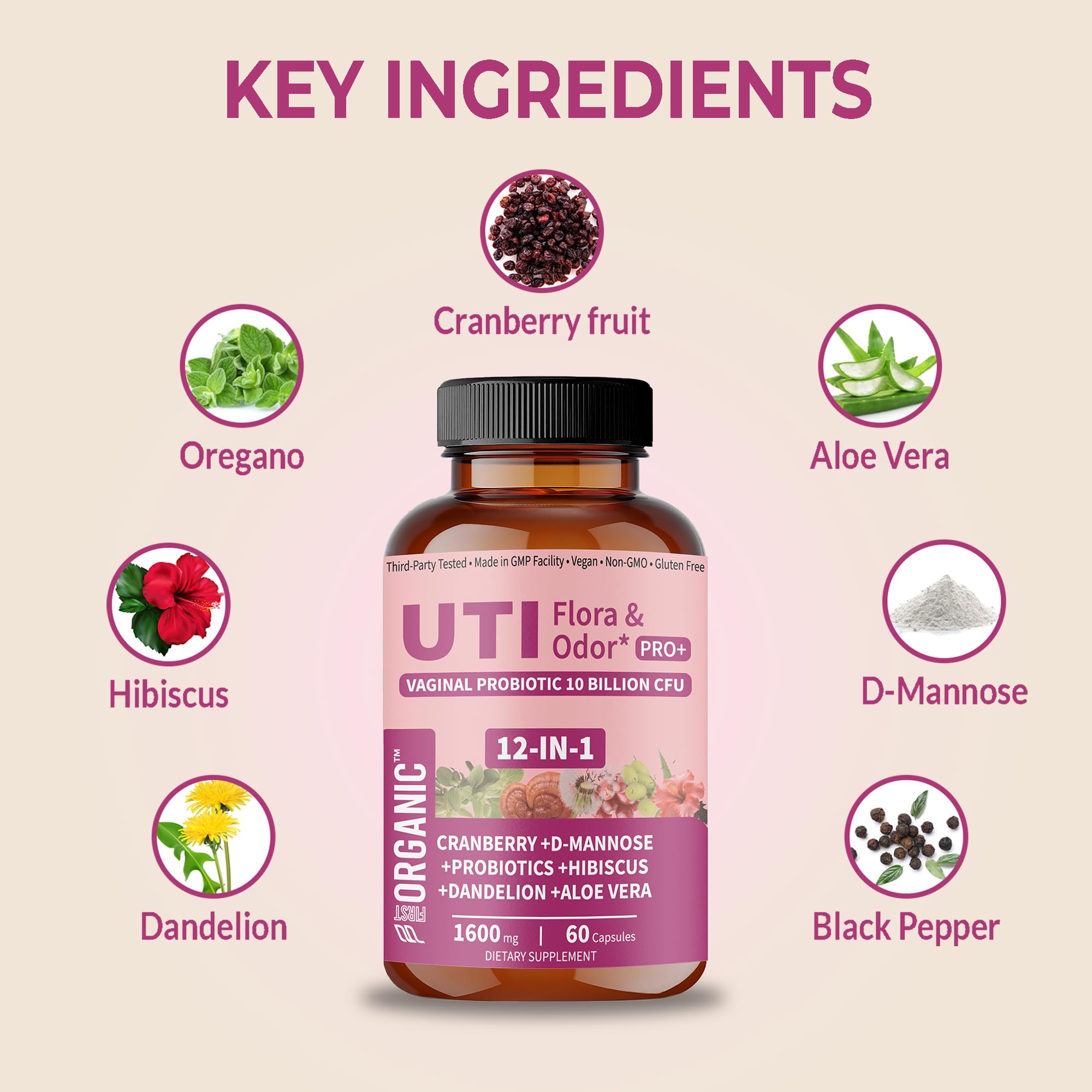 UTI Flora & Odor Pro+ Pack of 2 – Intimate Freshness, Cranberry, D-Mannose & Probiotics