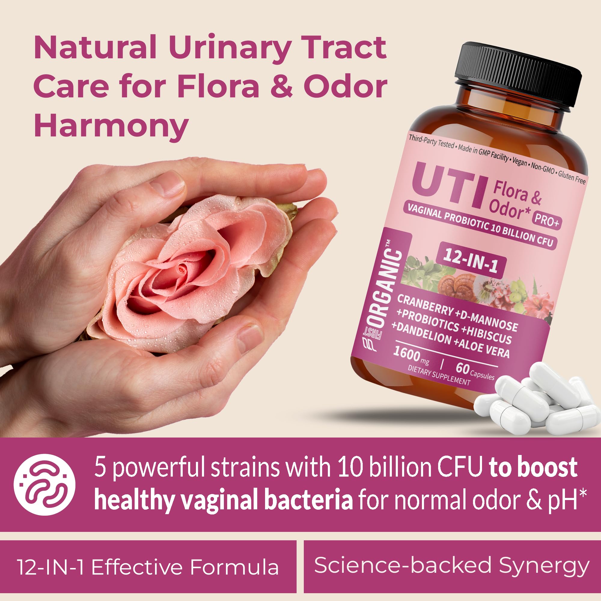 UTI Flora & Odor Pro+ Pack of 2 – Intimate Freshness, Cranberry, D-Mannose & Probiotics