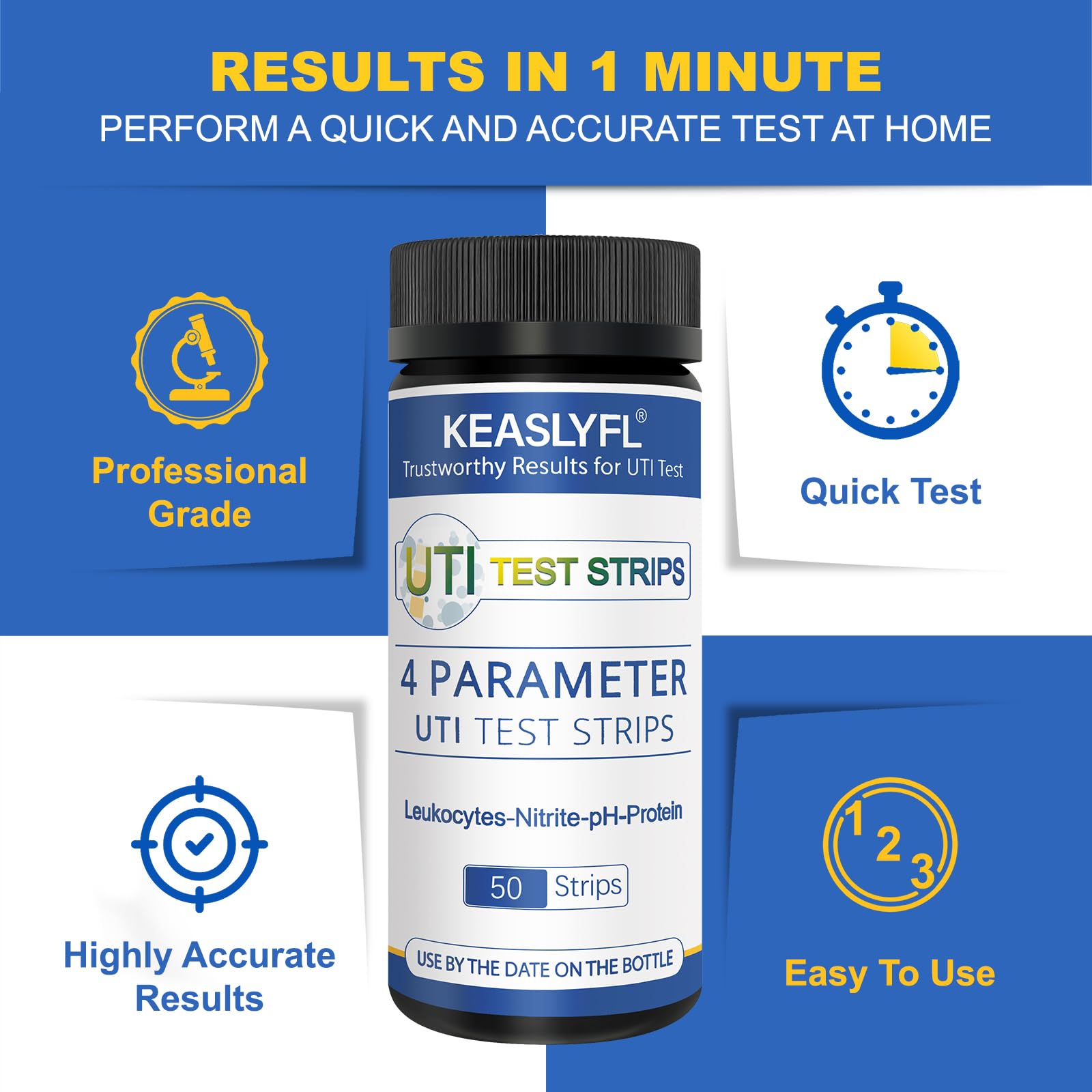 4-in-1 UTI Test Strips for Women & Men – Fast Home UTI Kit