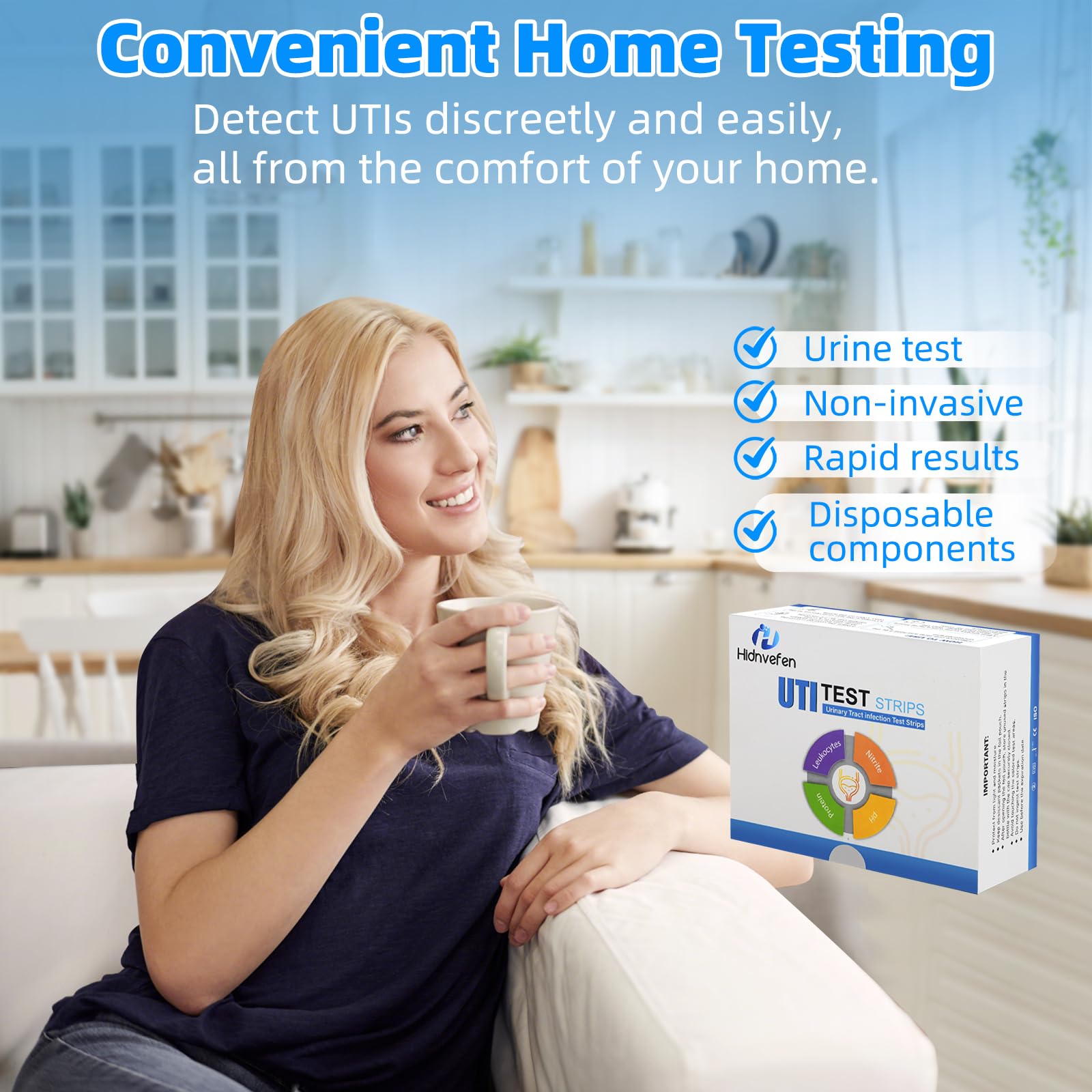 4-in-1 UTI Test Strips – At-Home Urinalysis Kit (Leukocytes, Nitrites, pH, Protein)