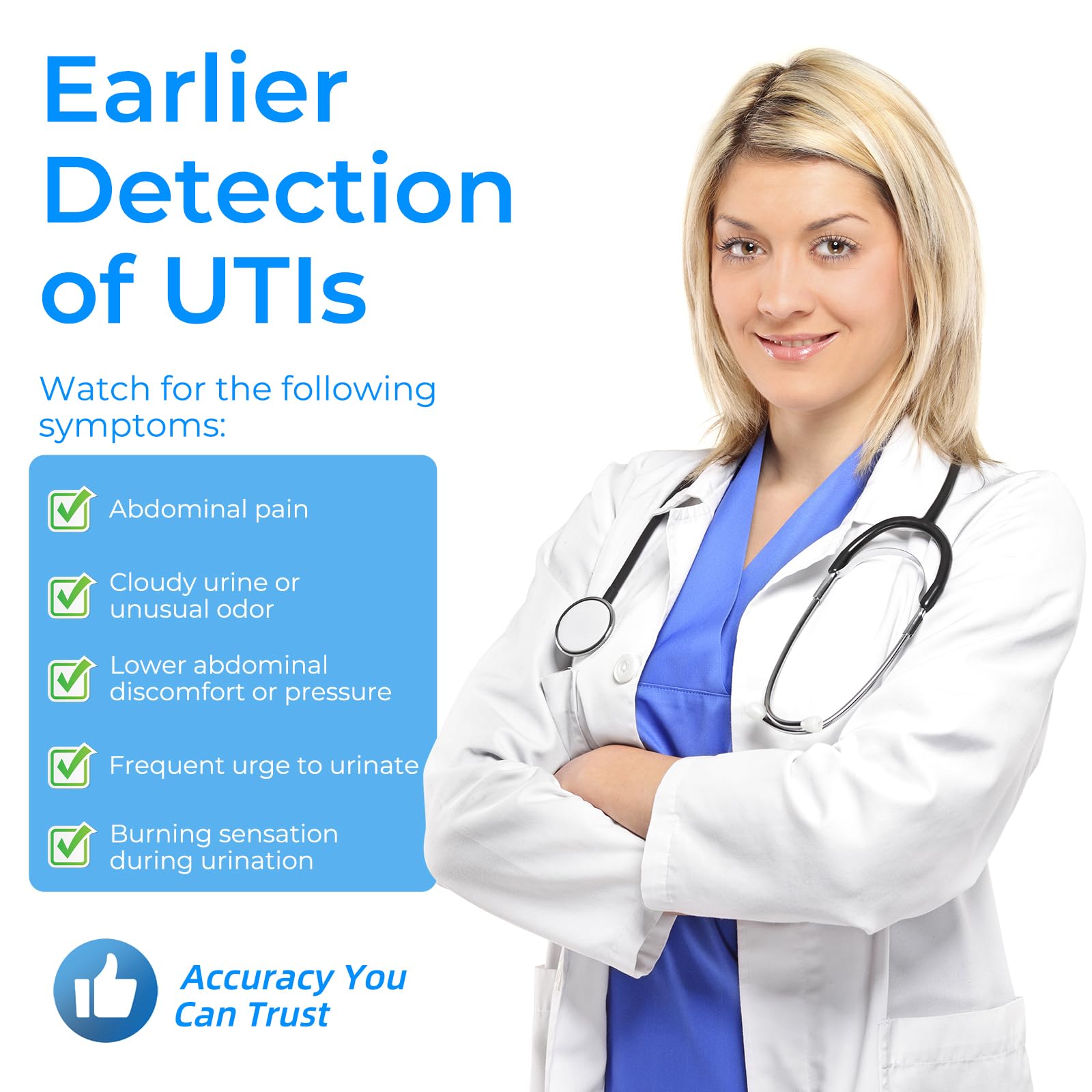 4-in-1 UTI Test Strips – At-Home Urinalysis Kit (Leukocytes, Nitrites, pH, Protein)