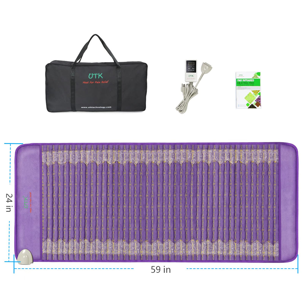UTK 60x24 Amethyst Infrared Heating Pad – Full-Body Heat, 159°F, Auto-Off, 16 Timers, FSA/HSA Eligible
