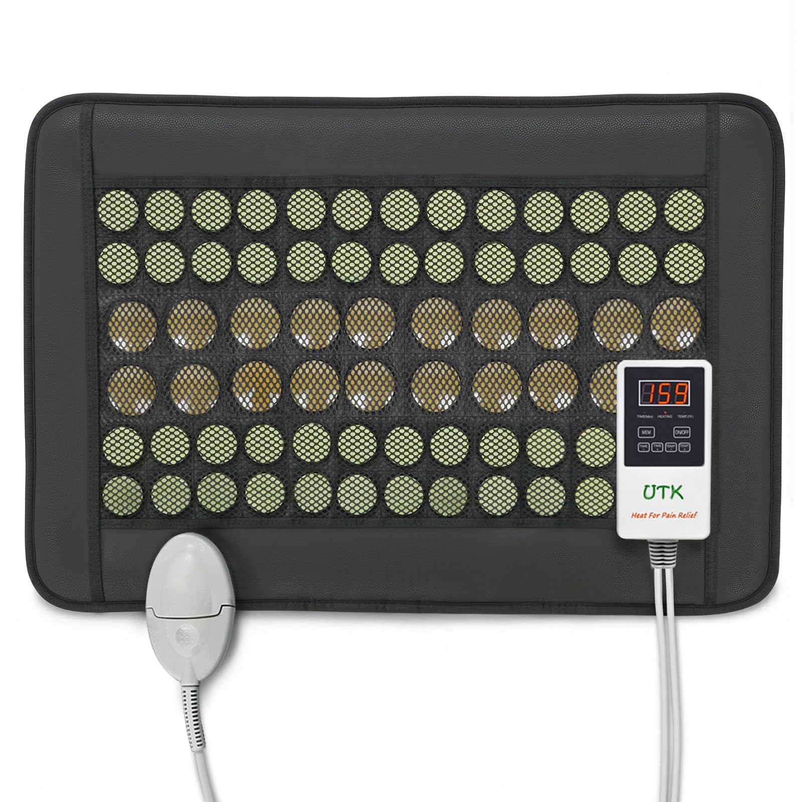 UTK Heating Pad for Back – Deep Infrared Therapy with Jade & Tourmaline (Up to 159°F, 23.5 x 16 in)
