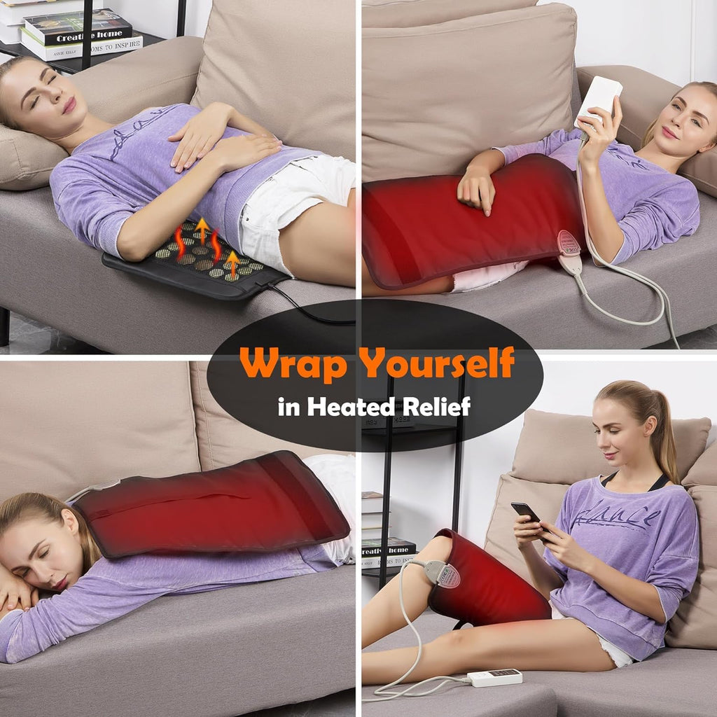 UTK Heating Pad for Back – Deep Infrared Therapy with Jade & Tourmaline (Up to 159°F, 23.5 x 16 in)