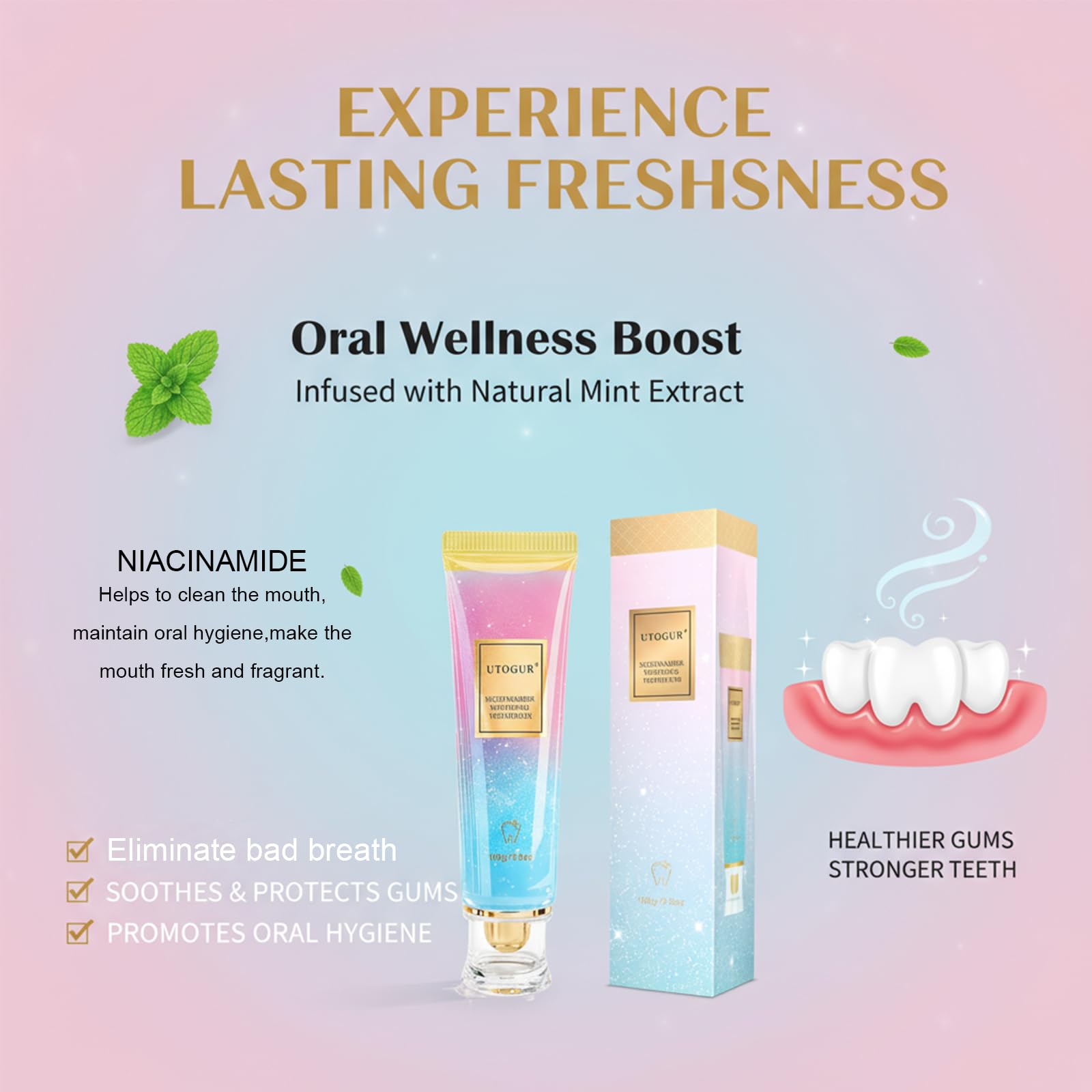 Utogur Probiotic Whitening Toothpaste | Niacinamide Whitening Toothpaste | Effective Whitening
