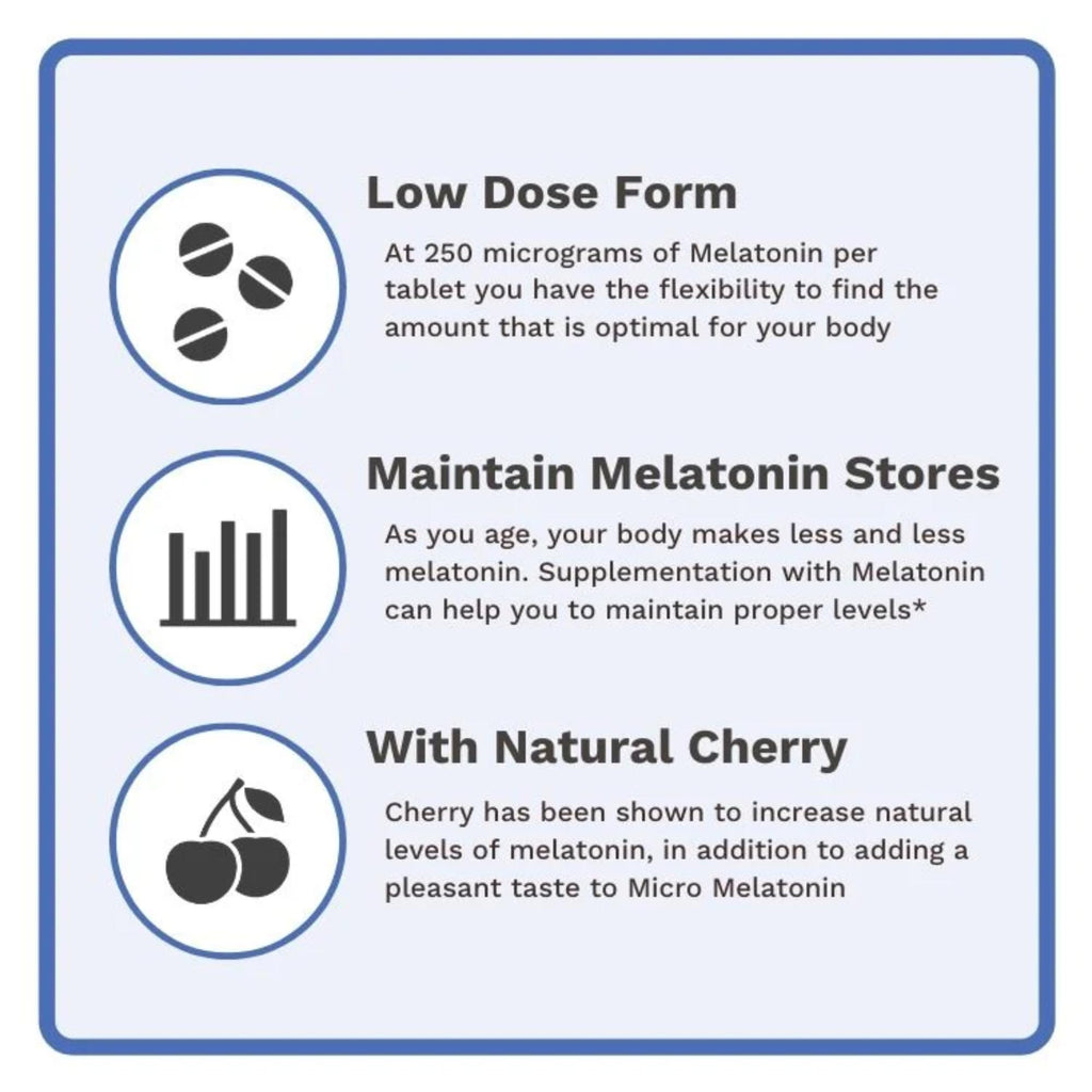 Utzy Naturals Micro Melatonin 250mcg | Natural Cherry | 120 Tabs