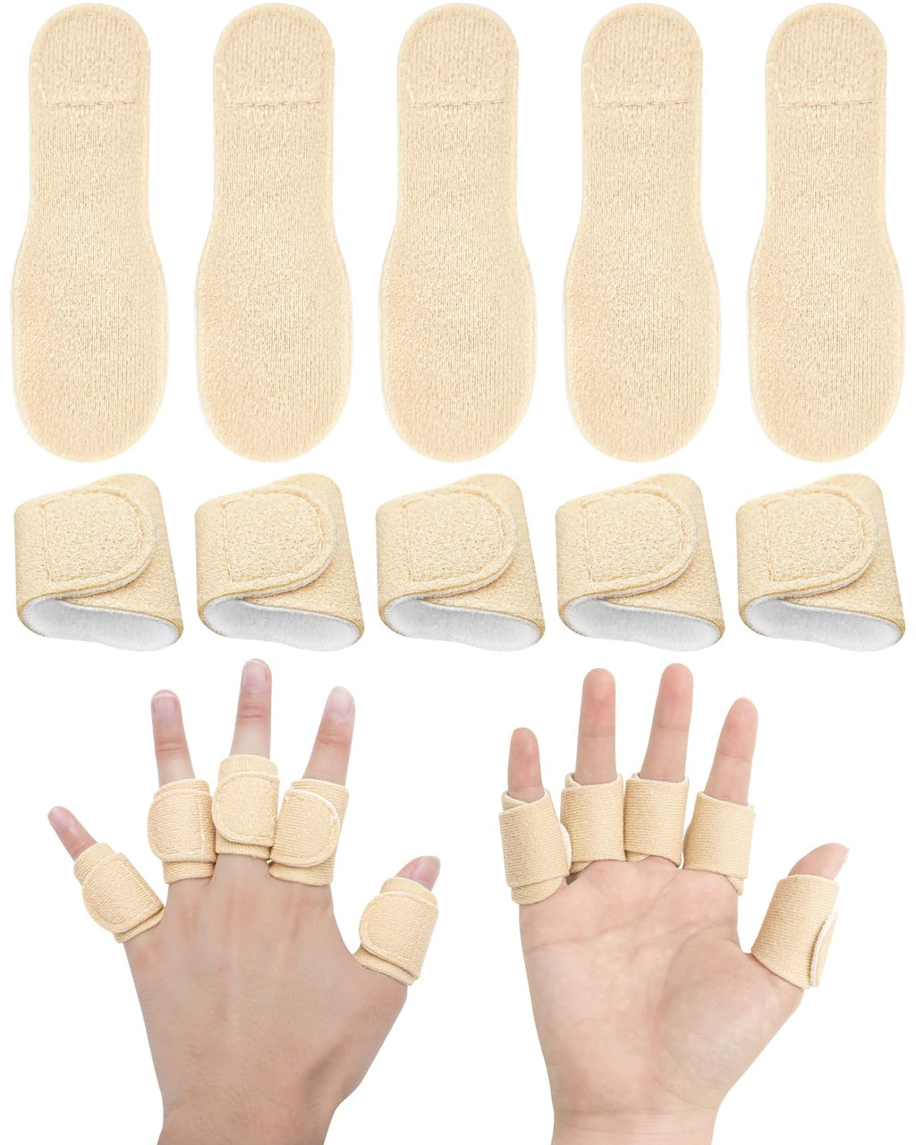 Uwbettry 10pcs Castor Oil Pack Wraps for Fingers - Reusable Self-Adhesive Finger/Thumb Castor Oil Compress (Organic Cotton)