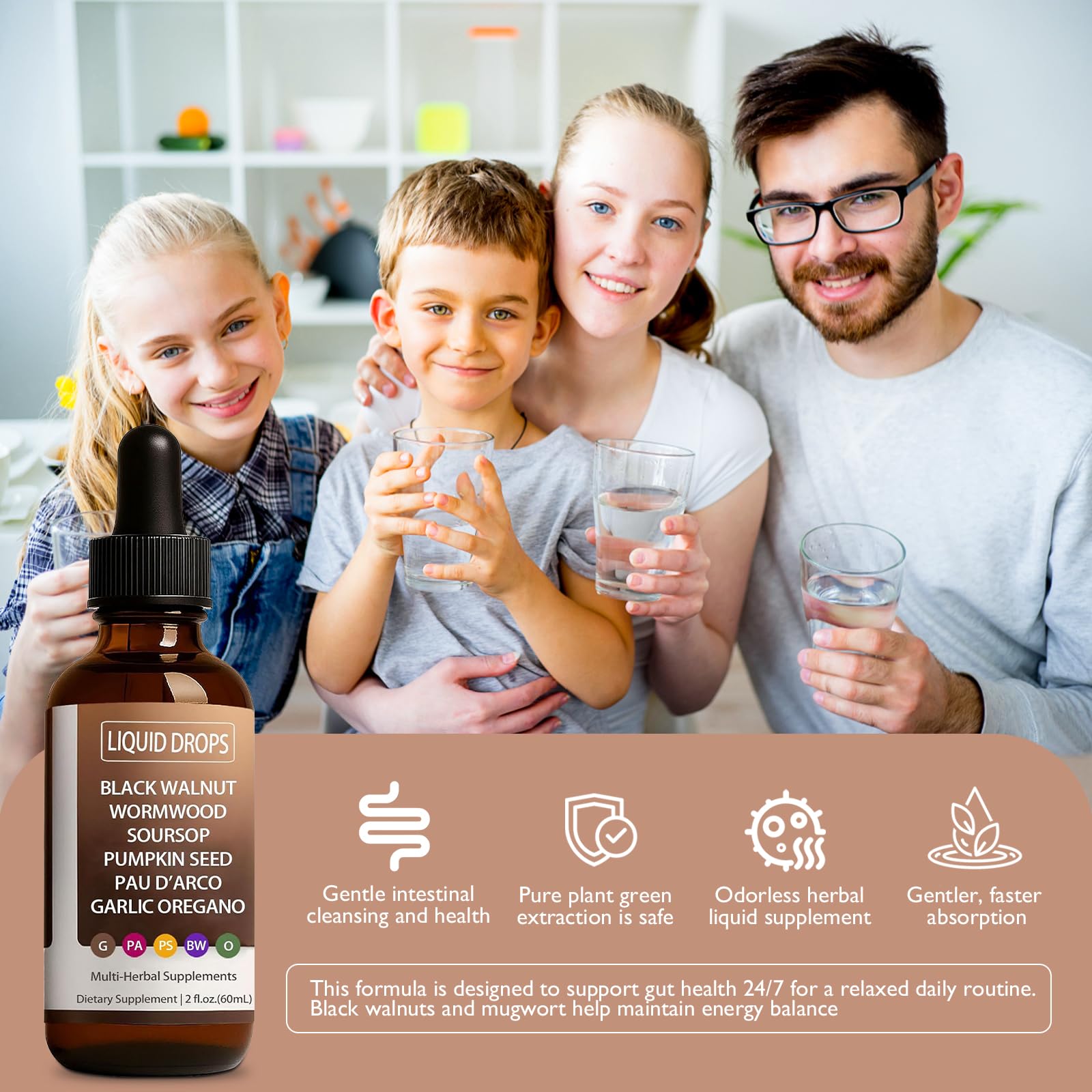 Uxfecpux Wormwood Tincture – Organic Wormwood Drops with Black Walnut, Clove, Soursop, Pumpkin Seed, Pau D'arco, Garlic & Oregano