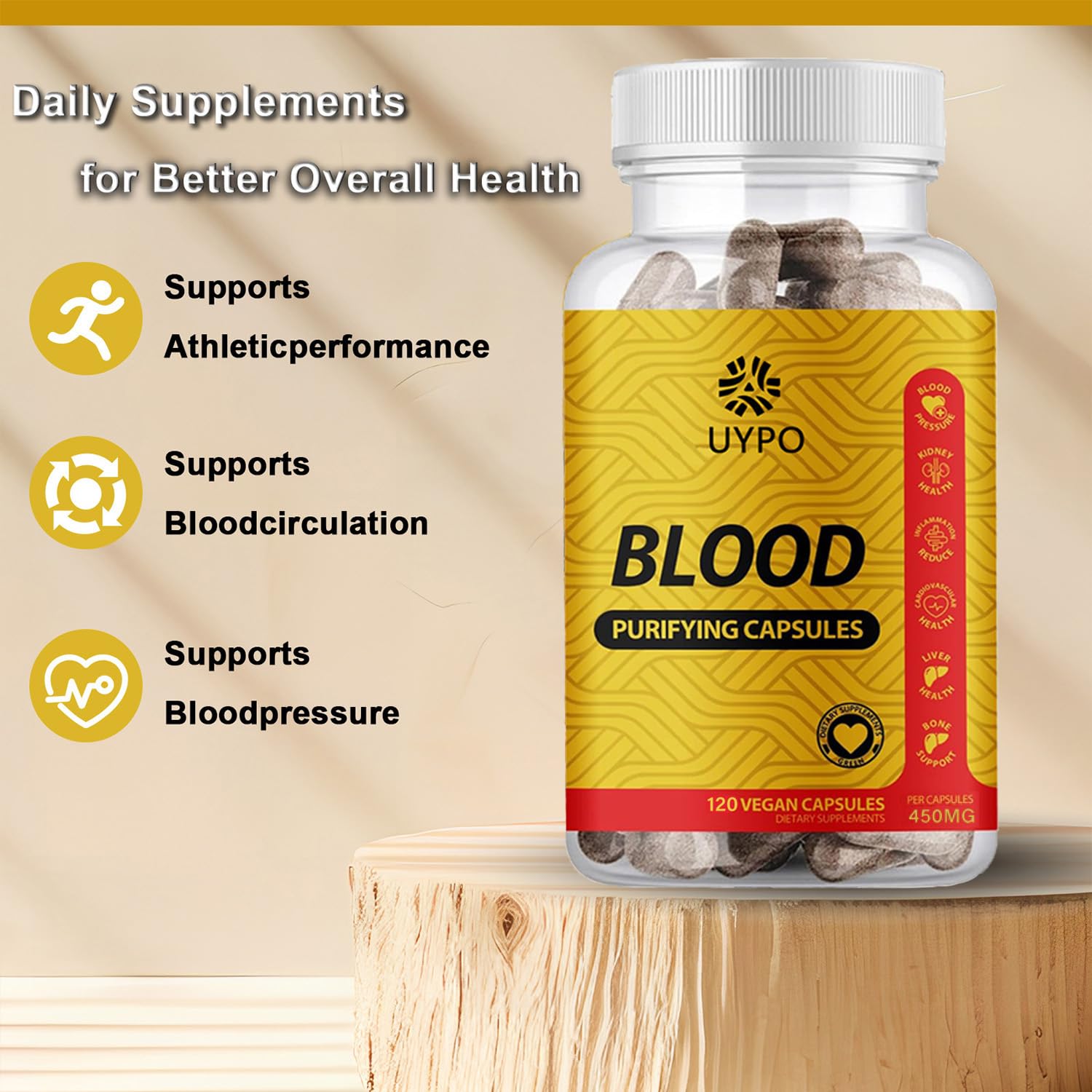 UYPO Blood Purifying Capsules – Gluten Free, GMO-Free, Vegan 450 mg (2PCS)