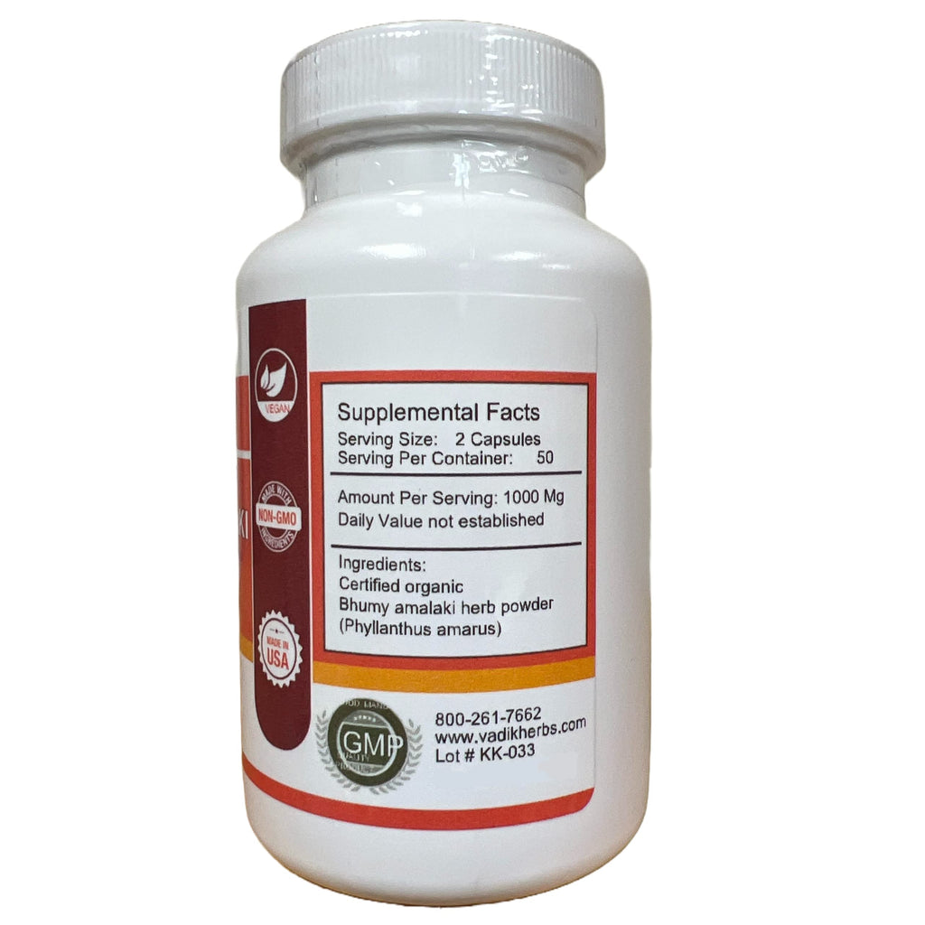 Vadik Herbs Certified Organic Bhumy Amalaki Powder (Phyllanthus amarus) – 100 Vegicaps