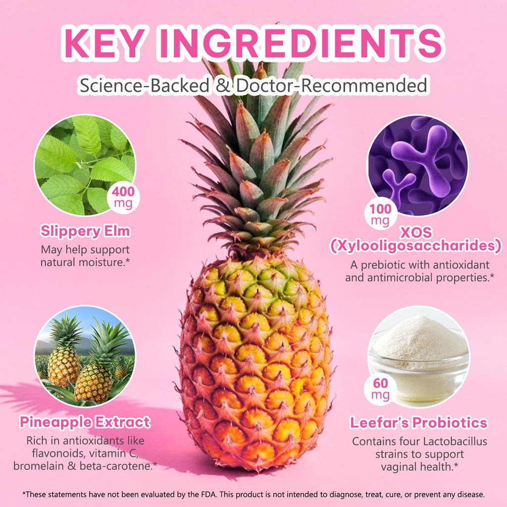 Vaginal Probiotics for Women Gummies - Digestive Health, pH Balance, Immune Support | Pineapple Flavor | Vegan, Gluten-Free | 120 Count