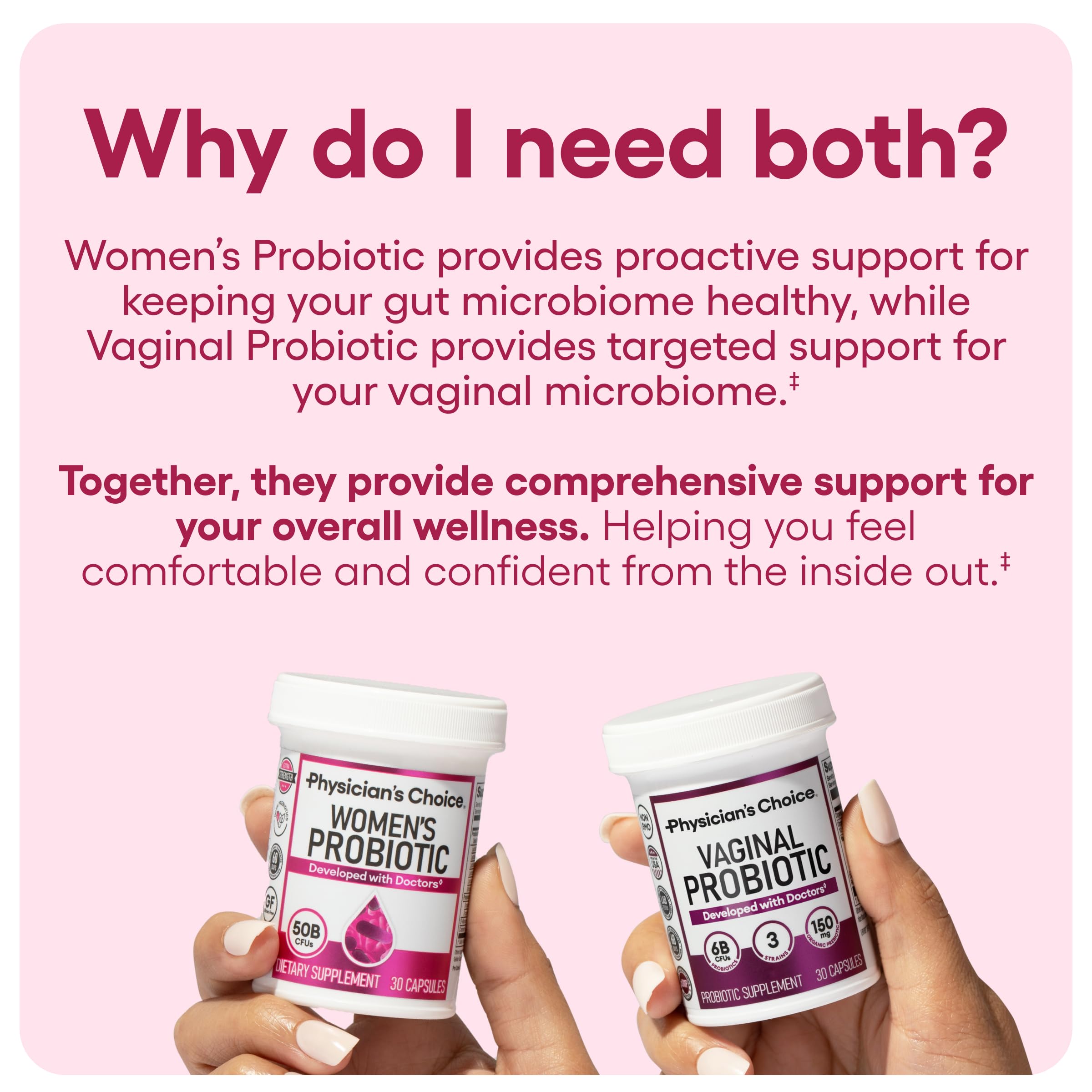 Physician's CHOICE Feminine Power Duo Bundle: Vaginal Probiotic & Womens Probiotic