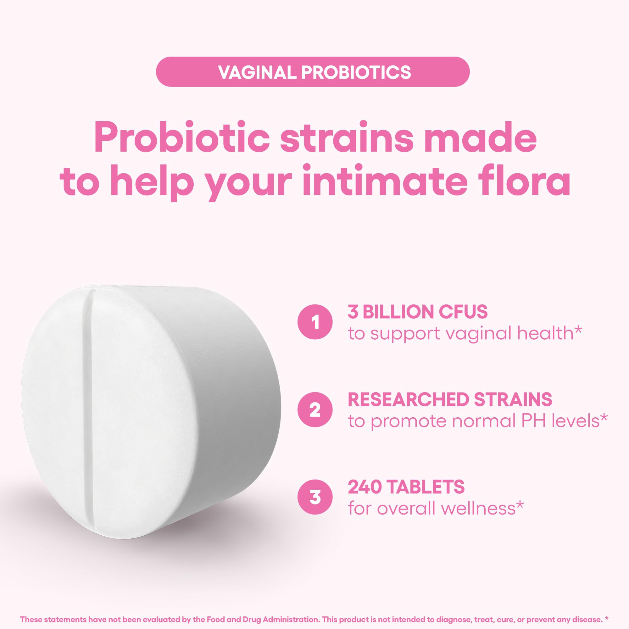 Natural Foundation Vaginal Probiotics – 240 Tablets, 3 Billion CFU | PH Balance & Intimate Flora