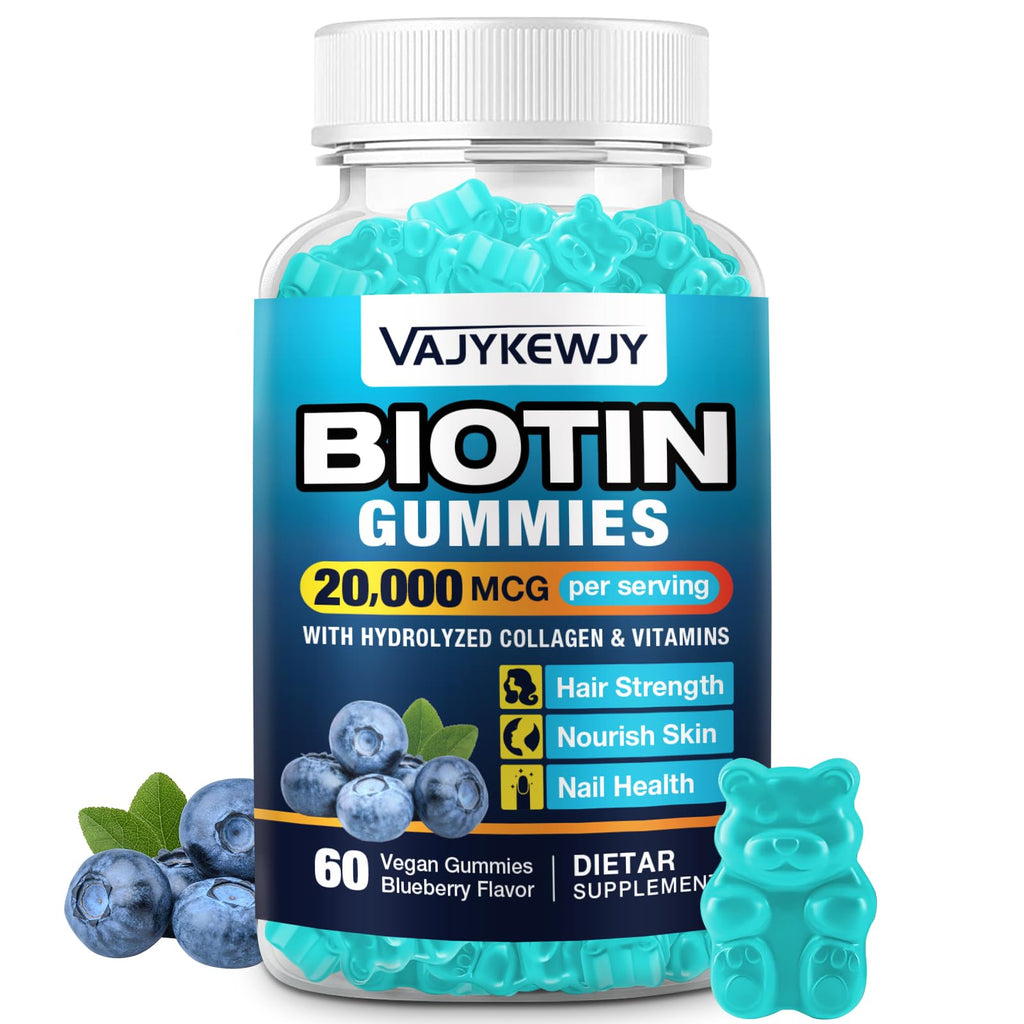 VAJYKEWJY Vegan Biotin Gummies – 20,000 mcg per Serving | Hair, Skin & Nails