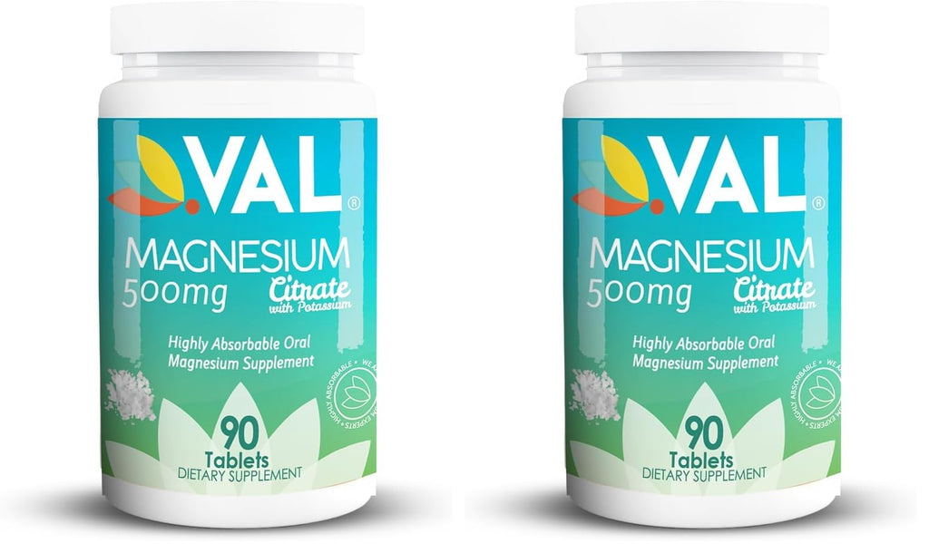 VAL Magnesium Citrate + B6 + Potassium, 90 Tablets (Pack of 2)