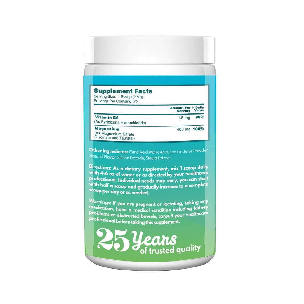 VAL Triple Magnesium Complex – Lemon Flavor, 400mg Mg + B6 | 6.9 oz
