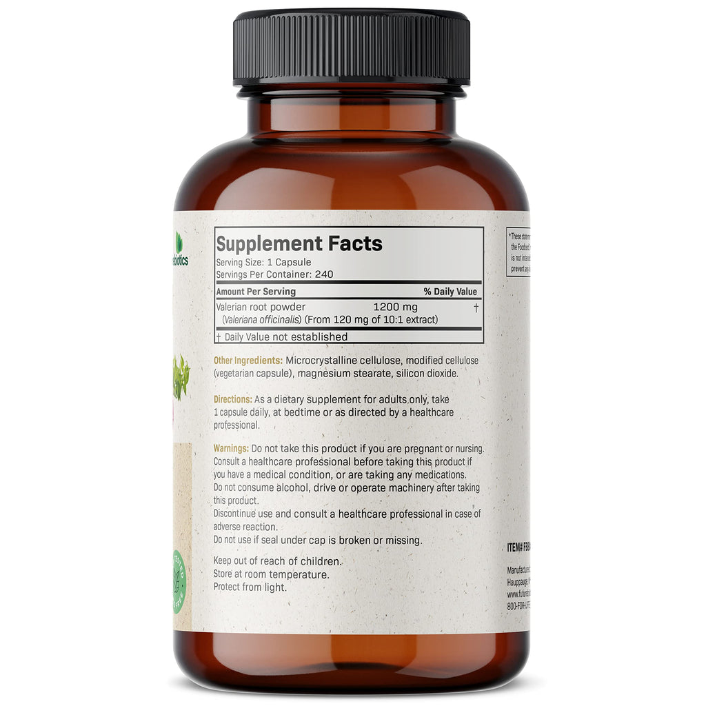 Futurebiotics Valerian Root 1200 MG Promotes Relaxation Non-GMO, 240 Vegetarian Capsules