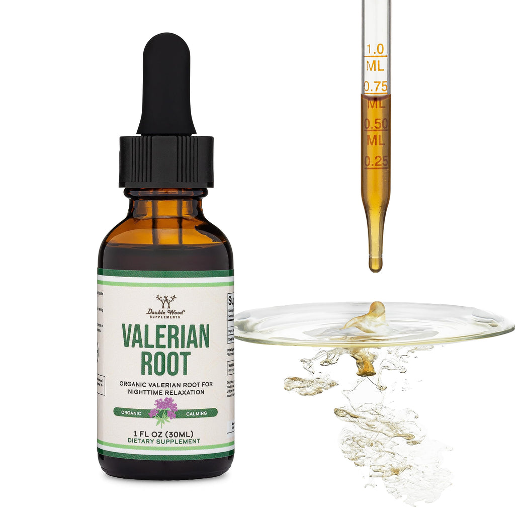 Valerian Root Drops for Sleep - Organic Valerian Root Tincture 168mg | 1 FL OZ, 30 Servings by Double Wood
