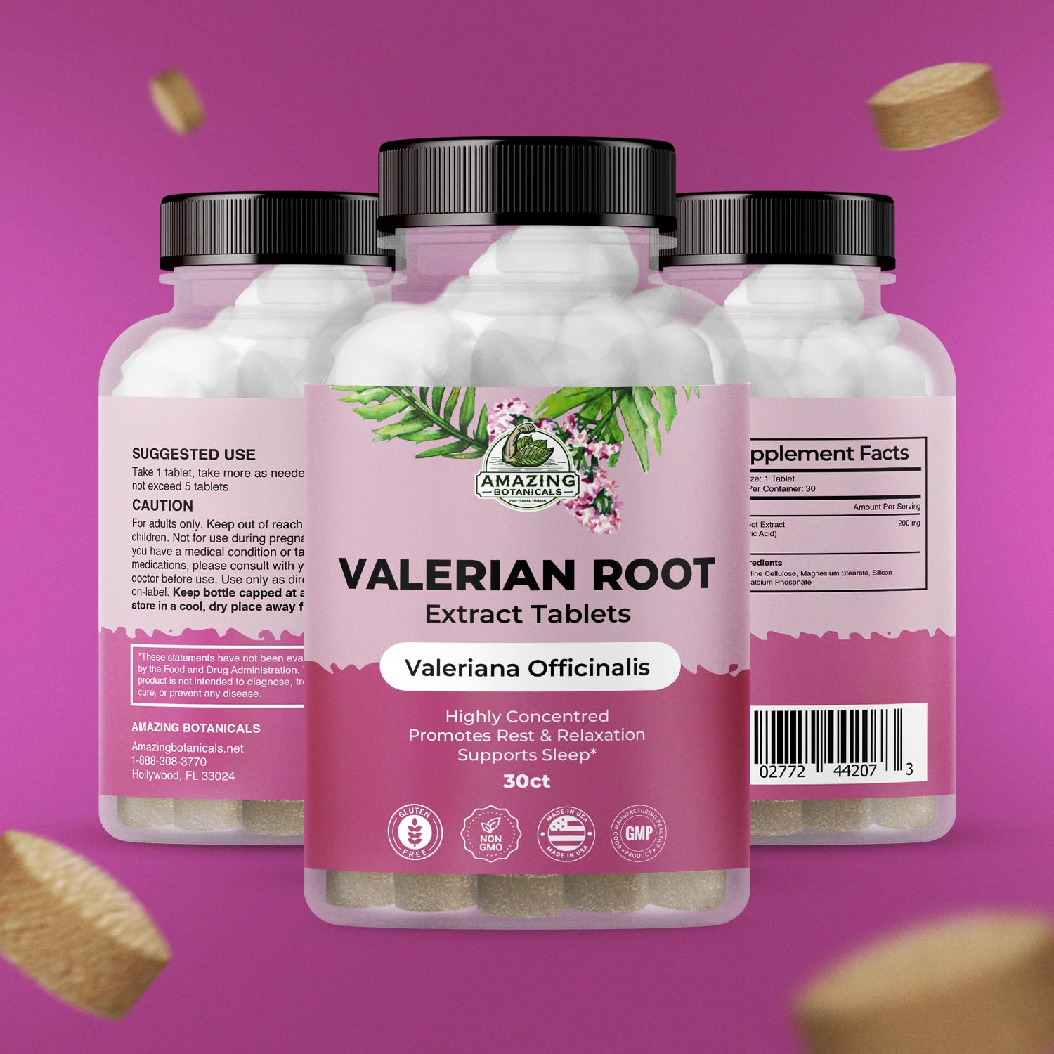 Amazing Botanicals Valerian Root Tablets - Organic 200mg | 30 Count