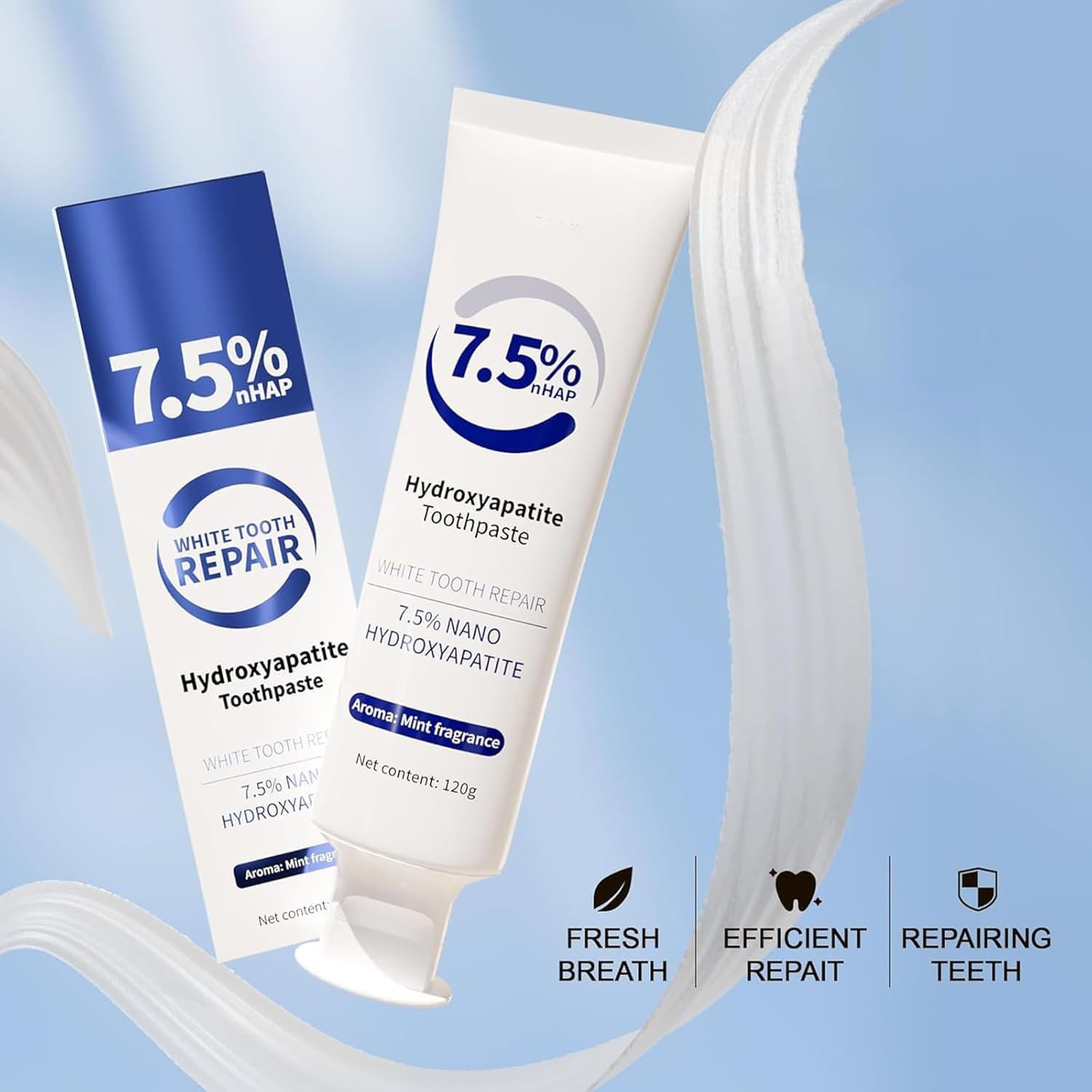 3 Pcs Hydroxyapatite Toothpaste 7.5% – Enamel Protection & Whitening