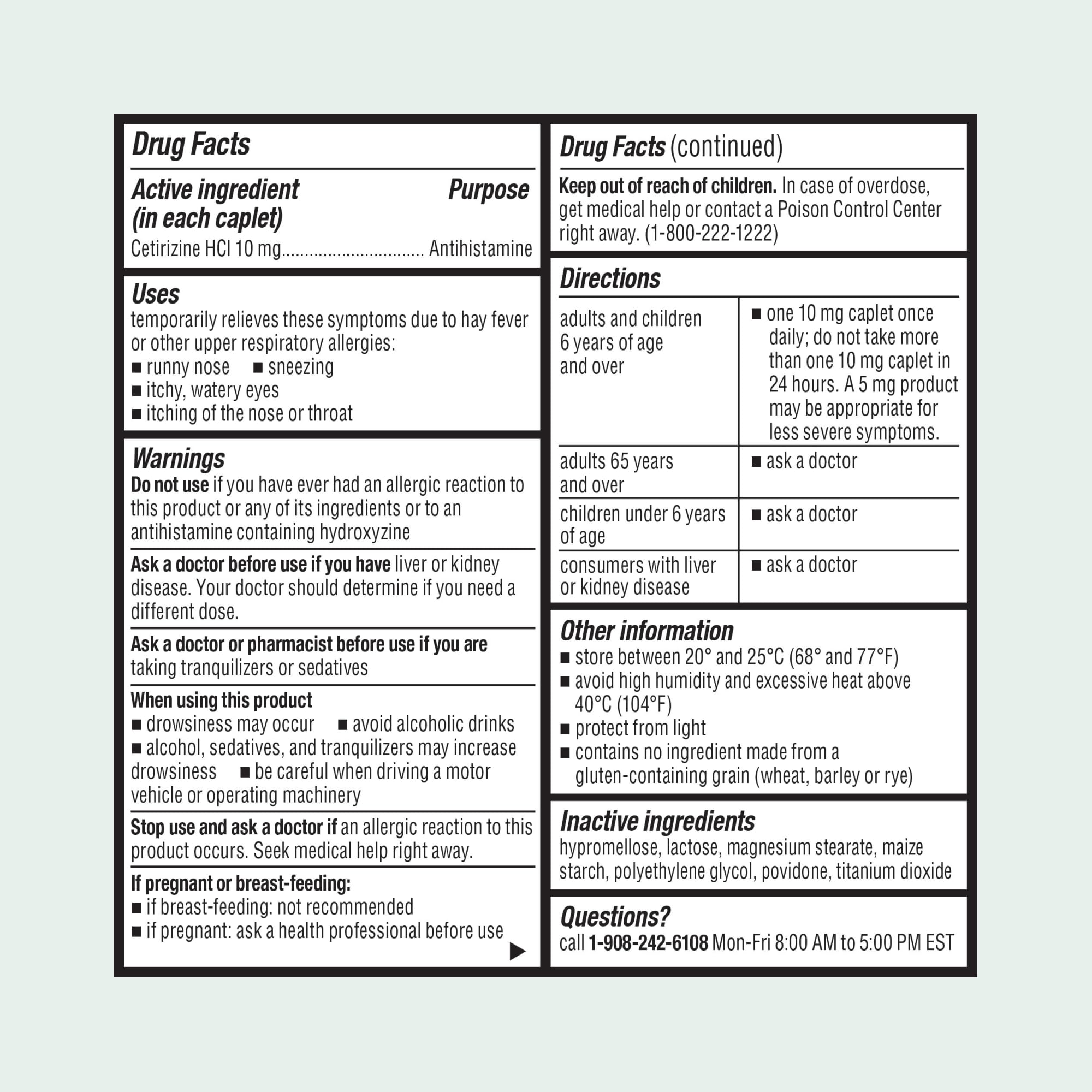 ValuMeds 24-Hour Allergy Medicine Cetirizine HCl 10mg Caplets | Non-Drowsy, 300 Count