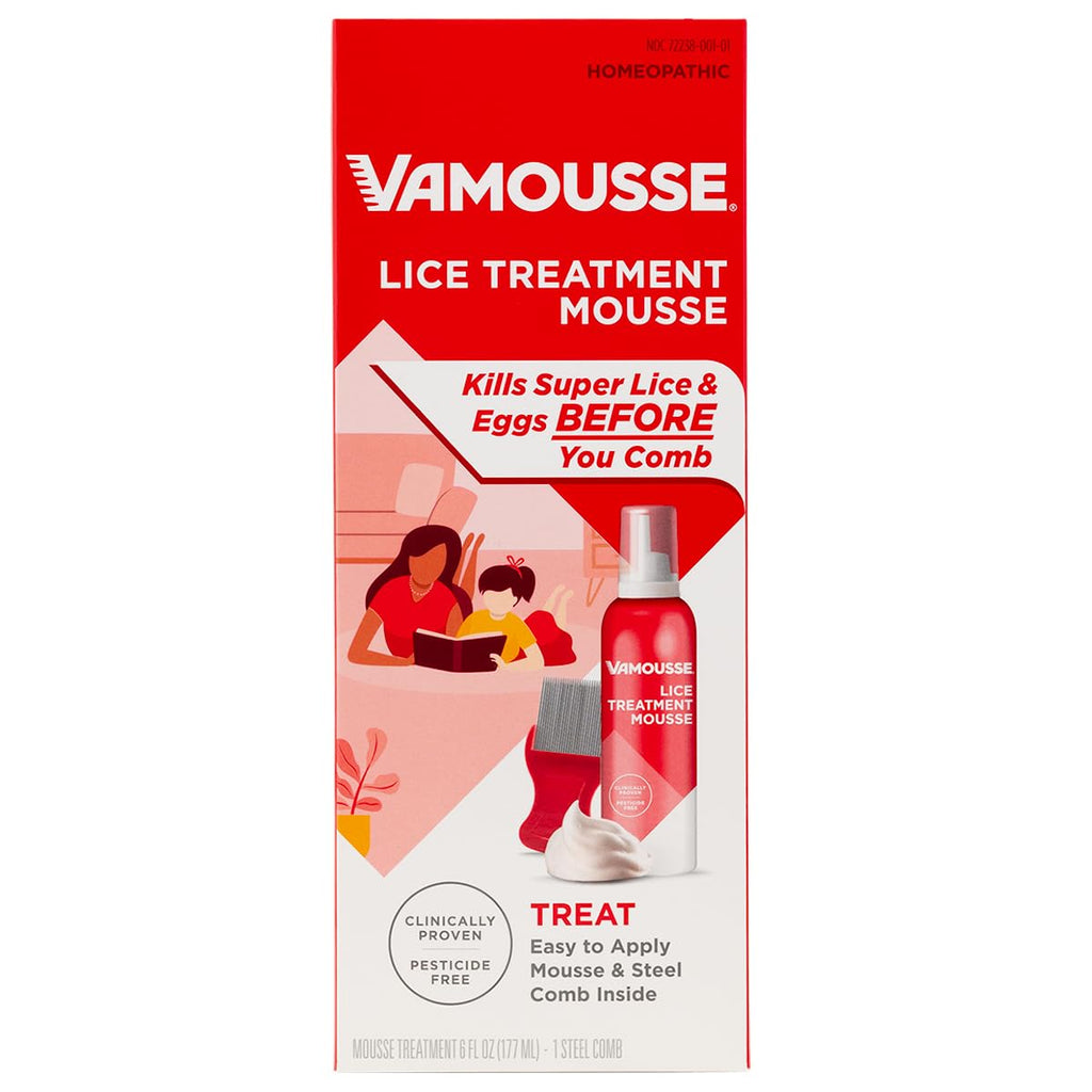 Vamousse Lice Treatment Mousse – Pesticide-Free, Non-Toxic, Kills Super Lice & Eggs (6 oz)