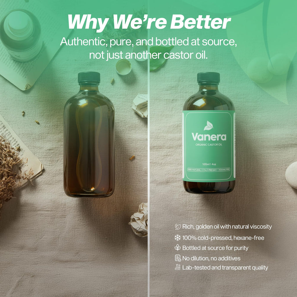 Vanera Castor Oil – 100% Organic, Cold-Pressed, Hexane-Free (4 oz) 2 Pack