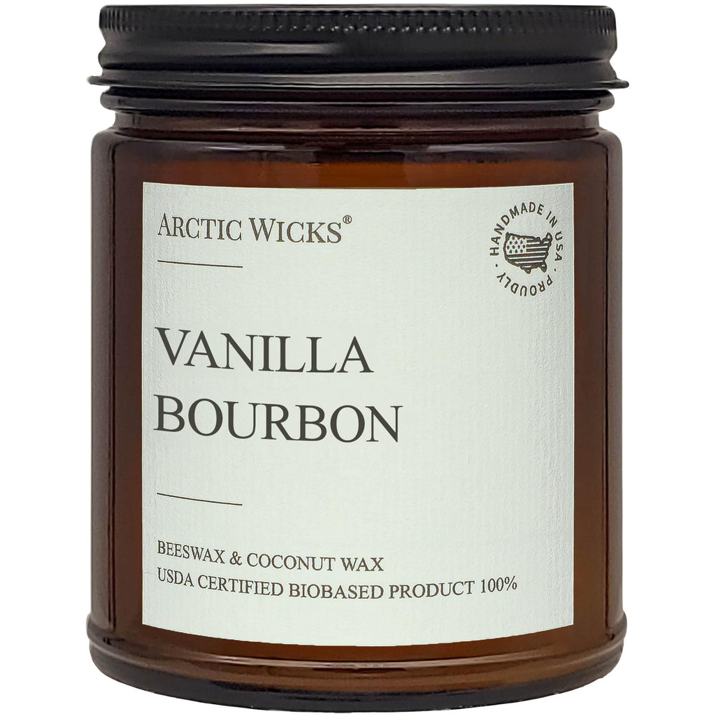 Vanilla Bourbon Candle | 9oz Coconut & Beeswax | Non-Toxic & USDA Biobased
