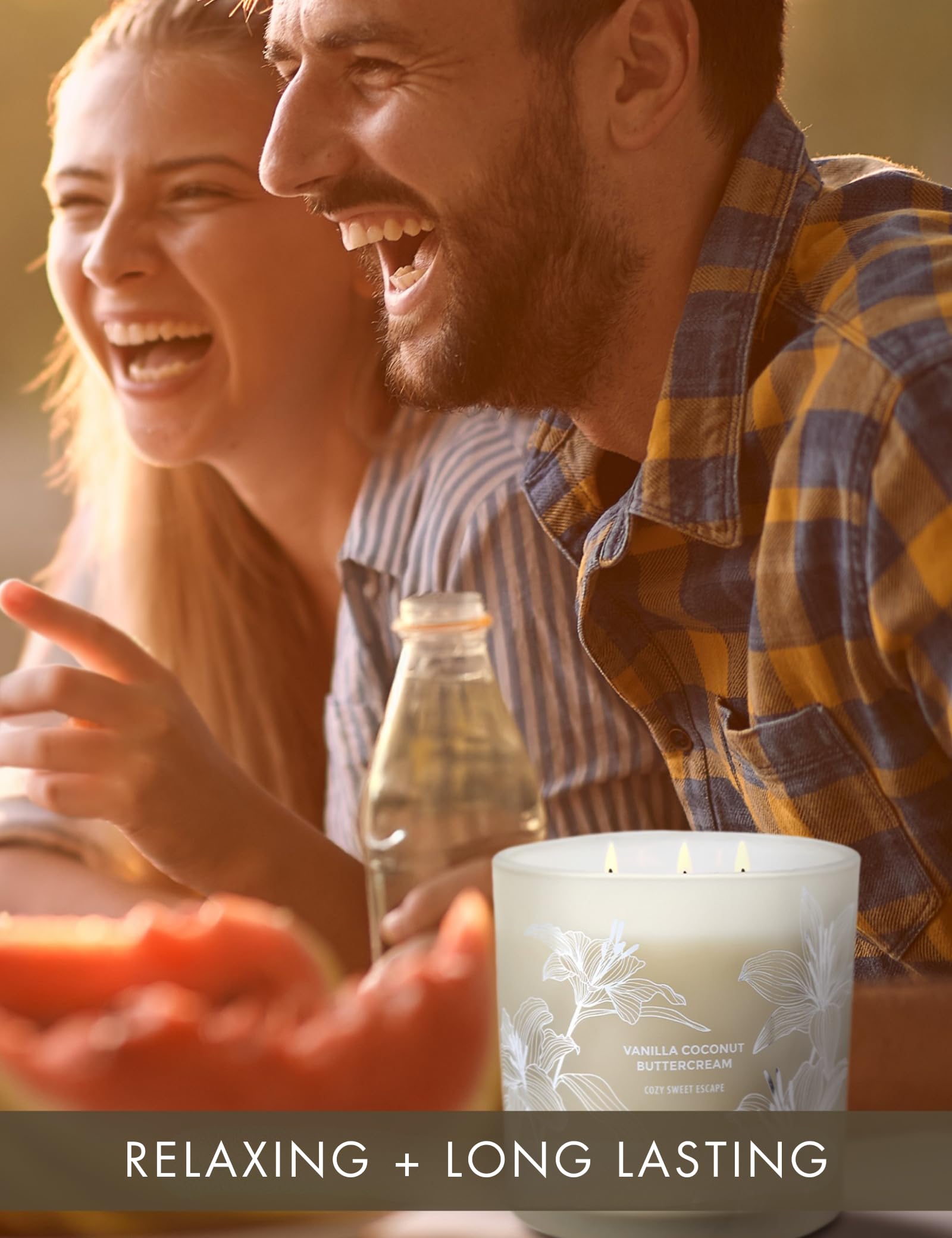 Vanilla Coconut Buttercream 3-Wick Soy Candle – 14.5 oz, Creamy Vanilla & Toasted Coconut | Long-Lasting Clean Burn
