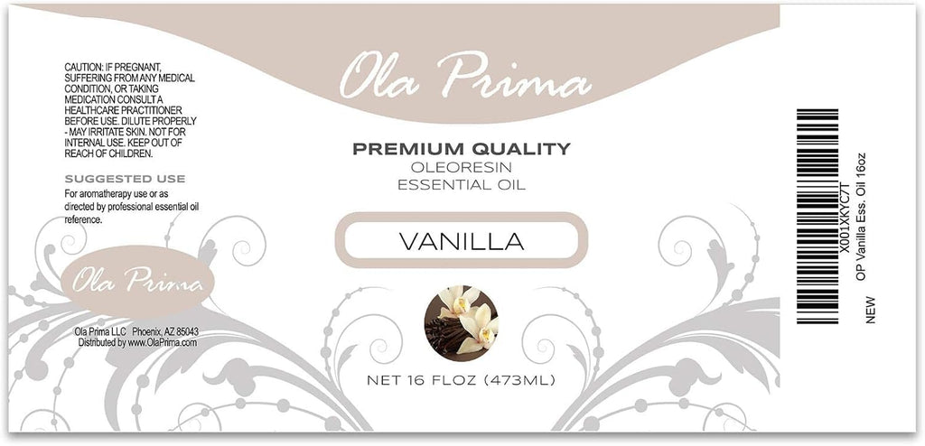 Ola Prima Vanilla Essential Oil 16oz – Therapeutic Grade Big Bottle for Aromatherapy, Diffusers & Candle Making, Vanilla Candle Scent
