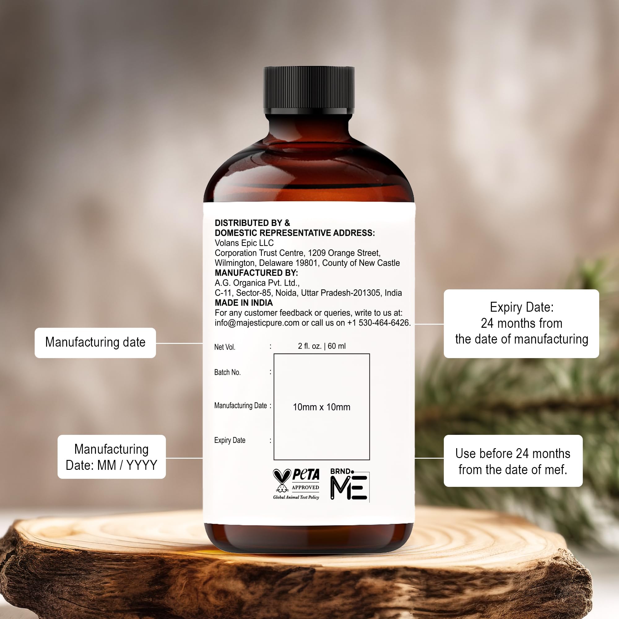 Majestic Pure Vanilla Essential Oil - 2 oz with Glass Dropper, 100% Pure