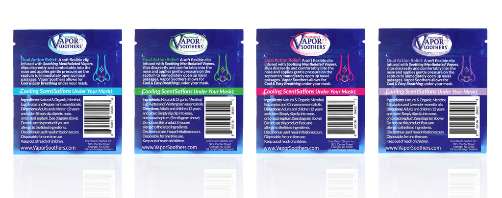 Vapor Soothers Nasal Dilator Clips – 8 Count, 4-Scent Variety Pack, Drug-Free