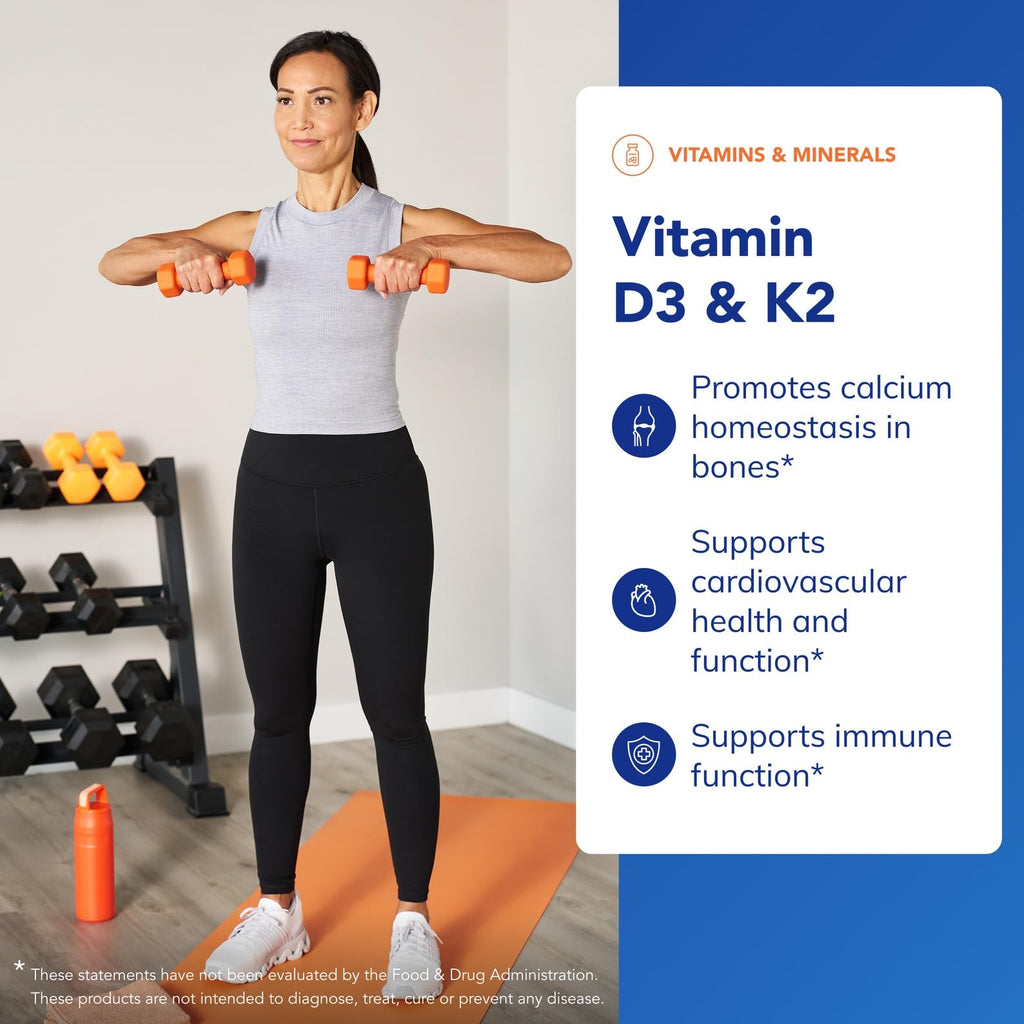 Vitamin D3 & K2 120 Capsules | Pure Encapsulations – Bone, Vascular & Immune Support (Gluten Free, Non-GMO)