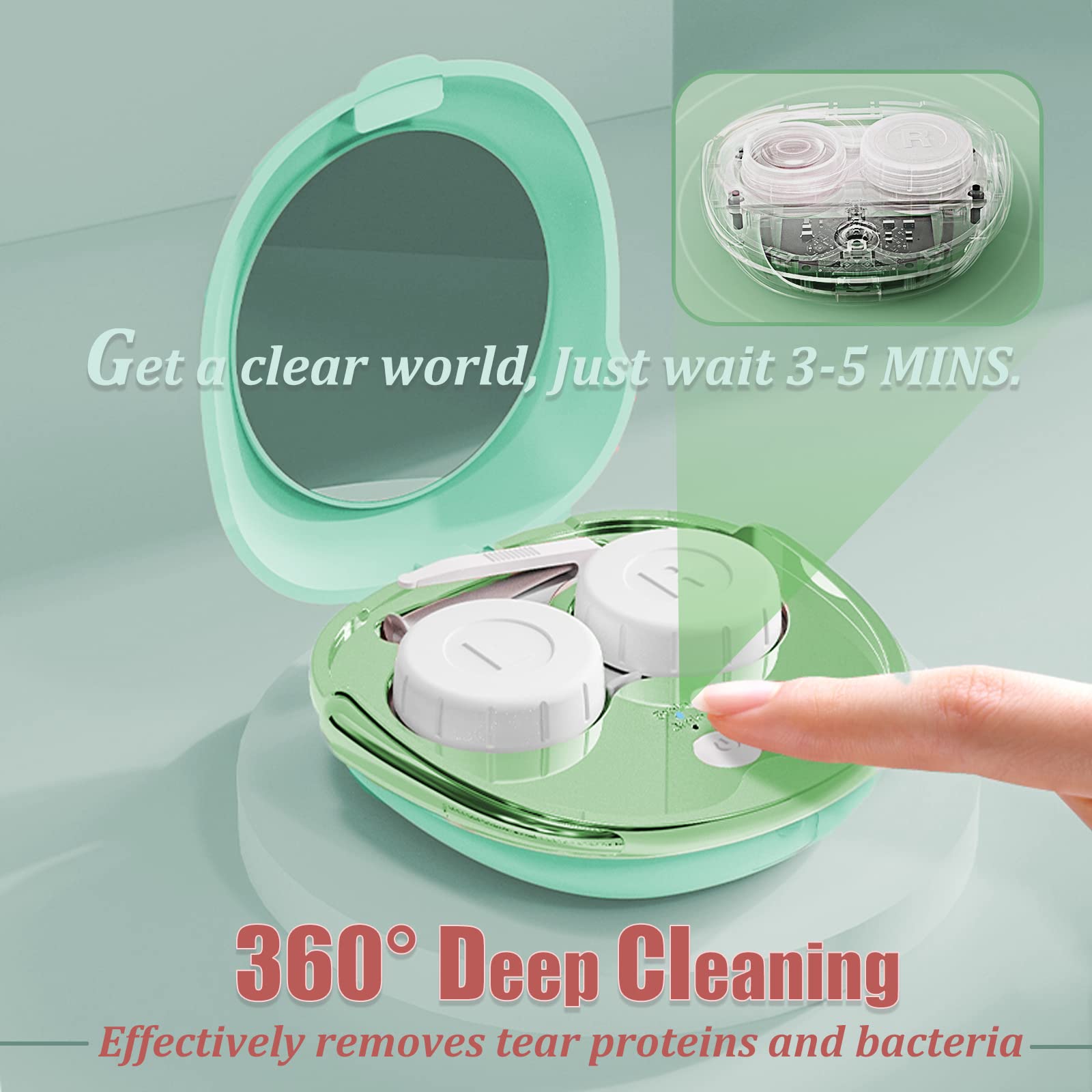 Vastsoon Portable Ultrasonic Contact Lens Cleaner with USB Charger – Soak Case Kit
