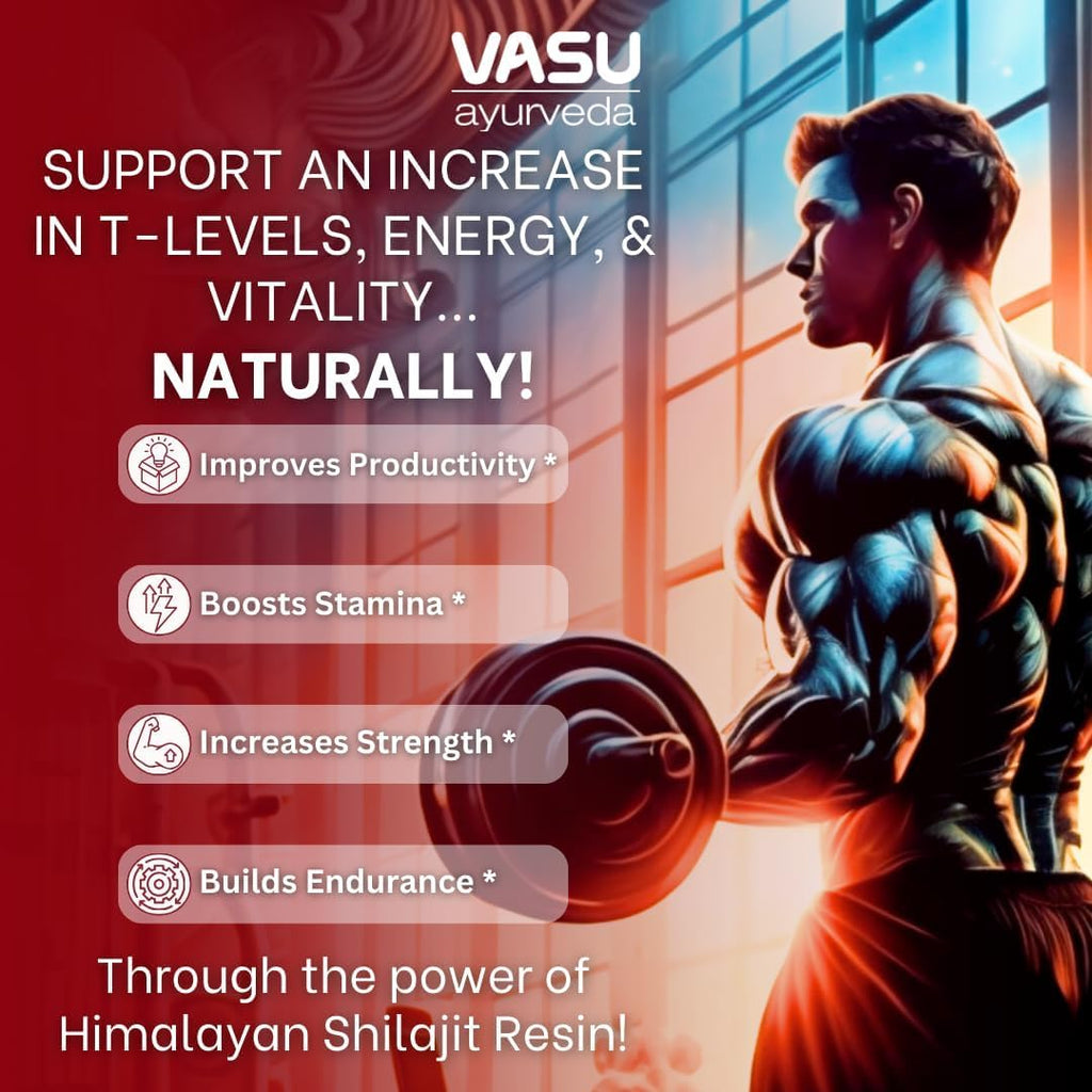 VASU Ayurveda Himalayan Shilajit Resin 400mg – Lab Tested | Natural Energy & 85+ Minerals