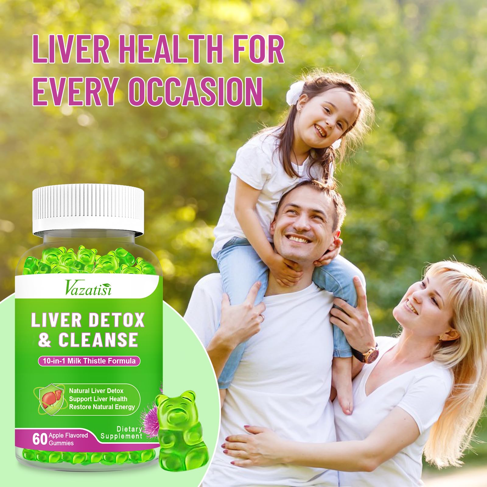 Vazatisi Liver Cleanse Detox Gummies - Milk Thistle, Artichoke & Dandelion