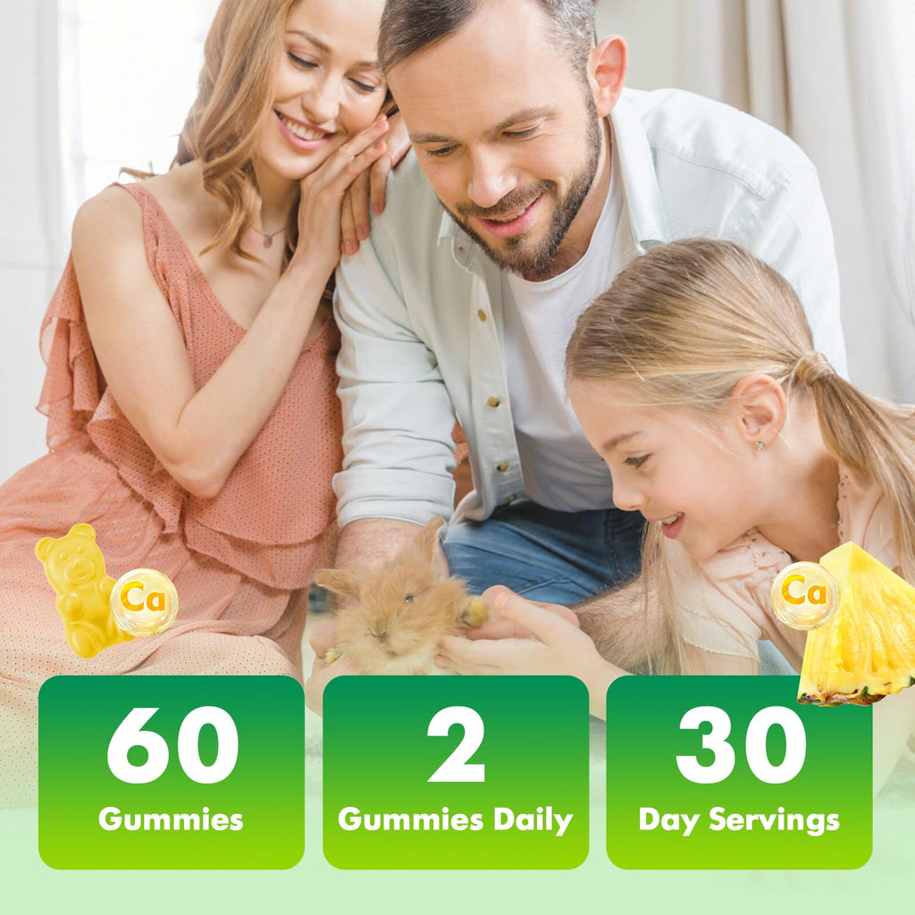 VCCHUYH Calcium Citrate Gummies 1200 mg – Sugar-Free, Vegan, Pineapple