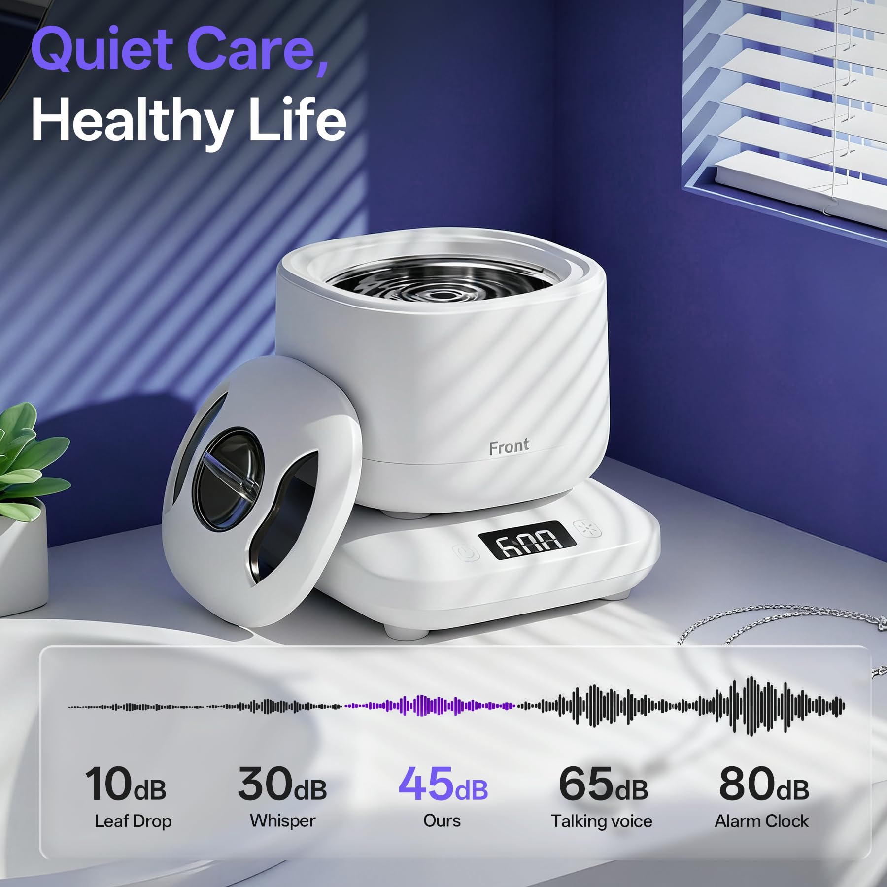 Vcyems Ultrasonic Jewelry Cleaner with UV Light - 42kHz, 3 Modes, Waterproof