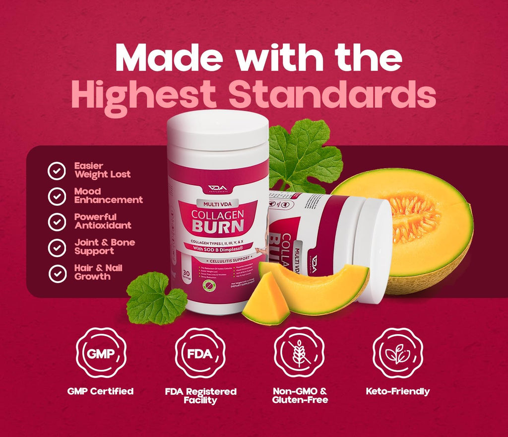 VDA Collagen Burn – Flavorless Hydrolyzed Collagen with Peptides (30 Servings)