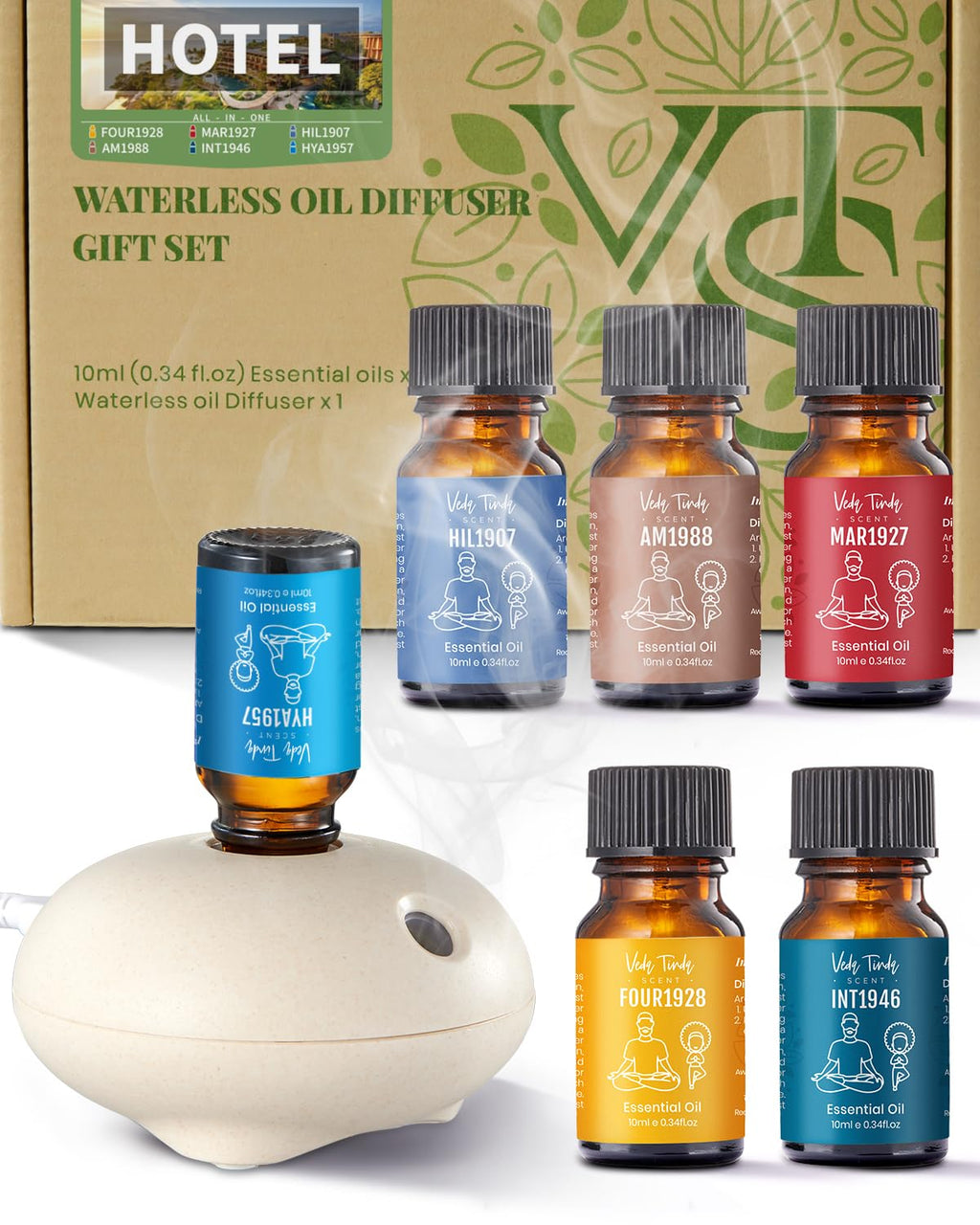 VEDA TINDA SCENT: Waterless Diffuser with Hotel Essential Oils – Luxury Home Fragrances