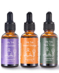 VTS Essential Oils Set – Lavender, Sweet Orange & Tea Tree | Premium Grade with Droppers