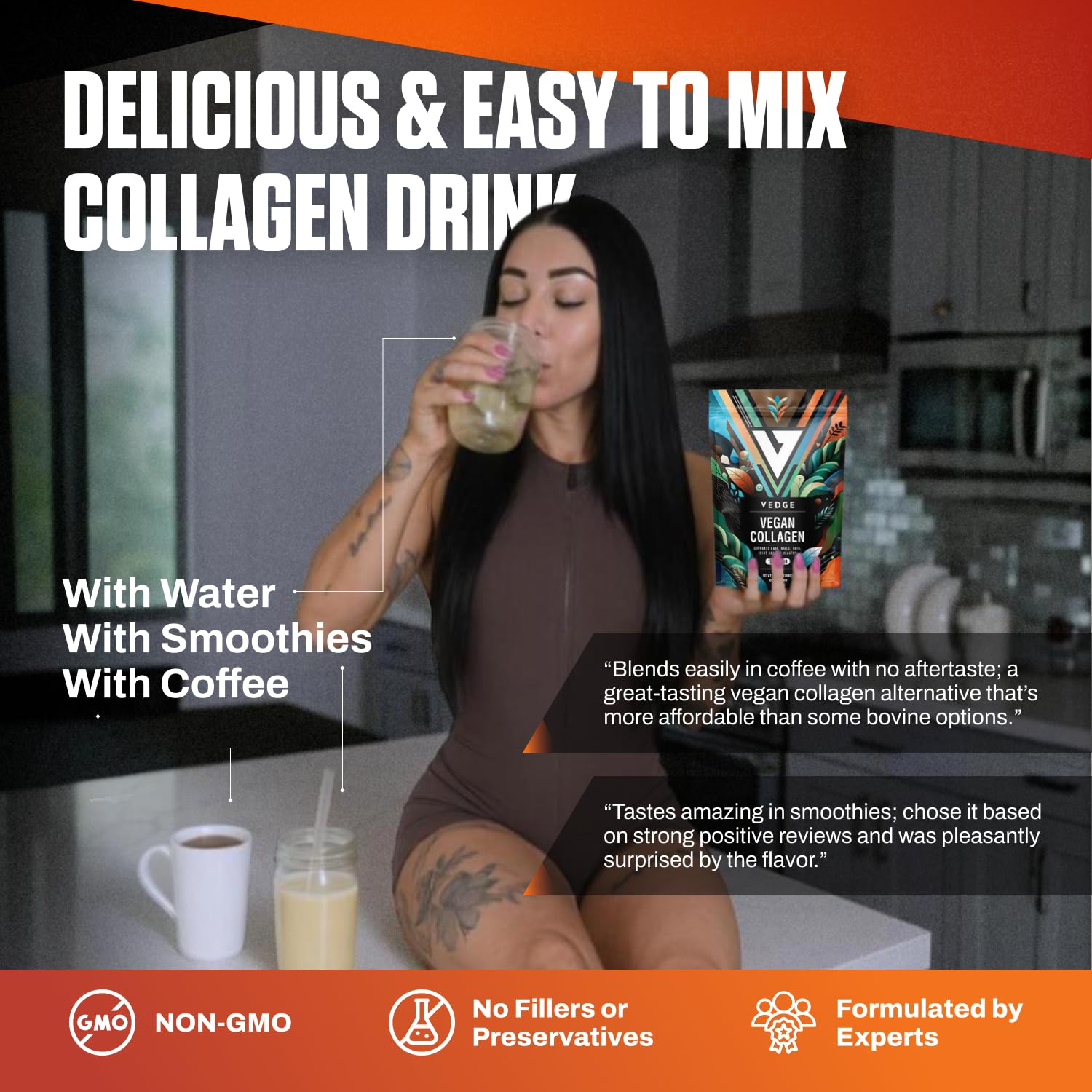 VEDGE Vegan Collagen Powder – Plant-Based Peptides for Hair, Skin & Nails